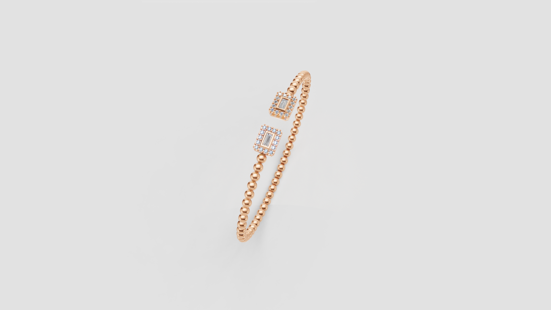 Luxe Rectangular Bezel Diamond Beaded Open Cuff Bracelet ✨