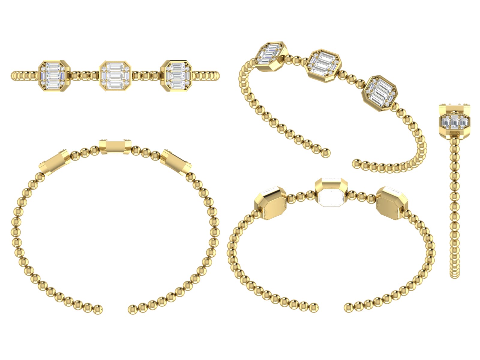 Classic Hexa Sparkle Beaded Gold Bracelet – Timeless Minimal Glam ✨