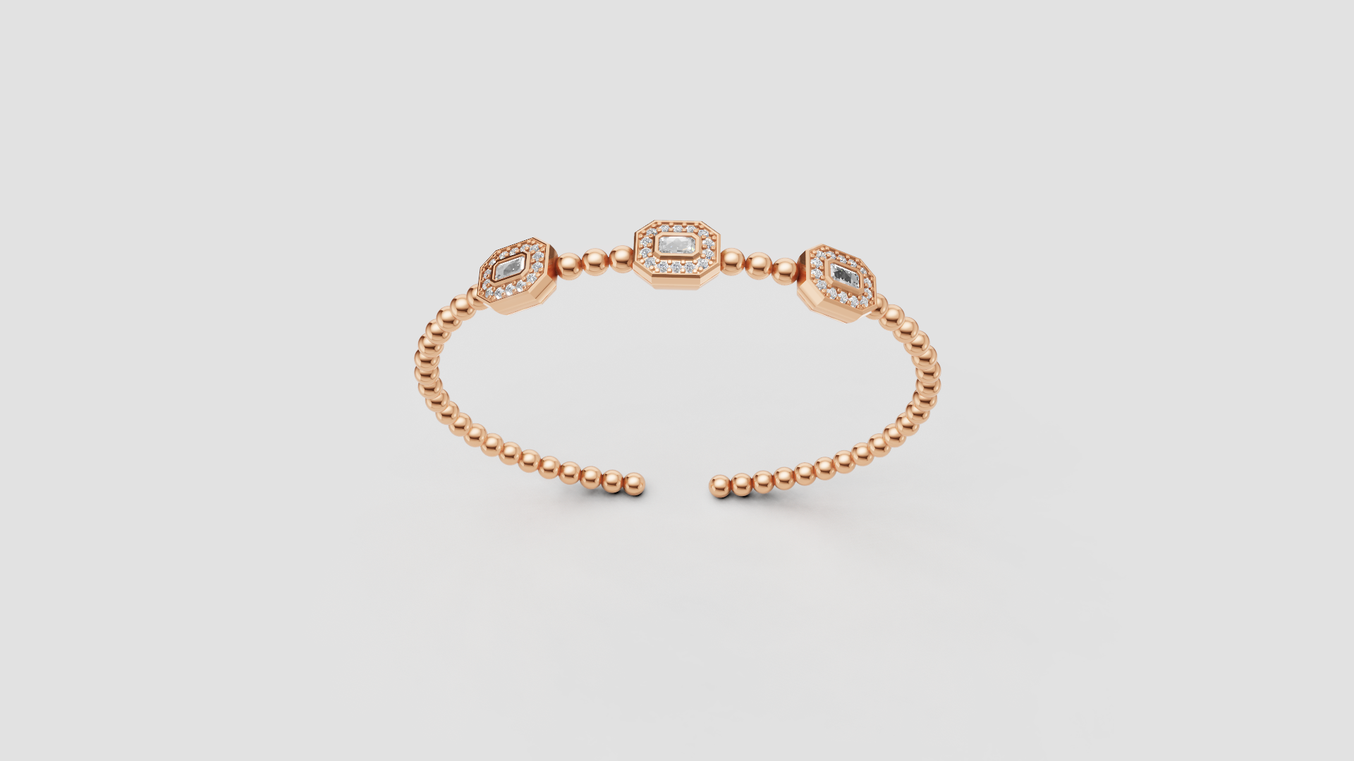 Geometric Luxe Beaded Open Cuff Bracelet – Sleek Everyday Sparkle ✨