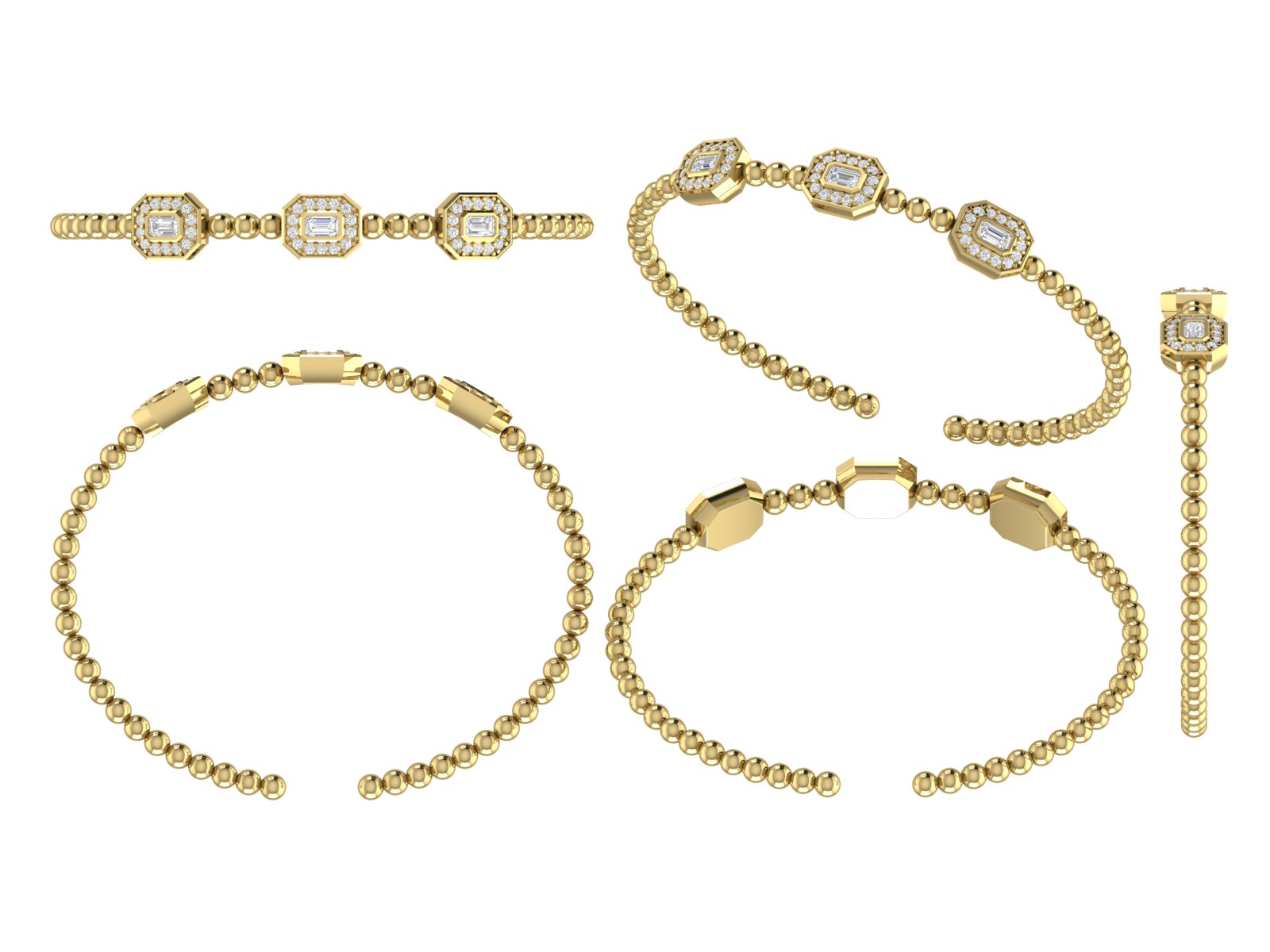 Geometric Luxe Beaded Open Cuff Bracelet – Sleek Everyday Sparkle ✨