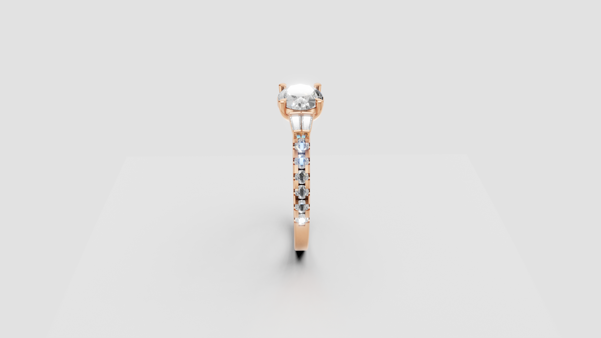 ✨ Marquise-Cut Solitaire with Side Accents | 14K Rose Gold Ring | DS IMPEX