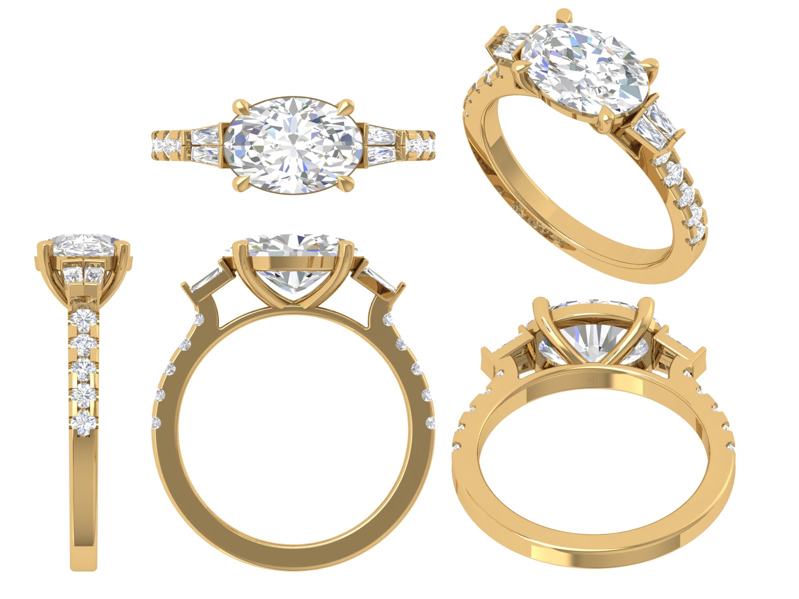 ✨ Marquise-Cut Solitaire with Side Accents | 14K Rose Gold Ring | DS IMPEX
