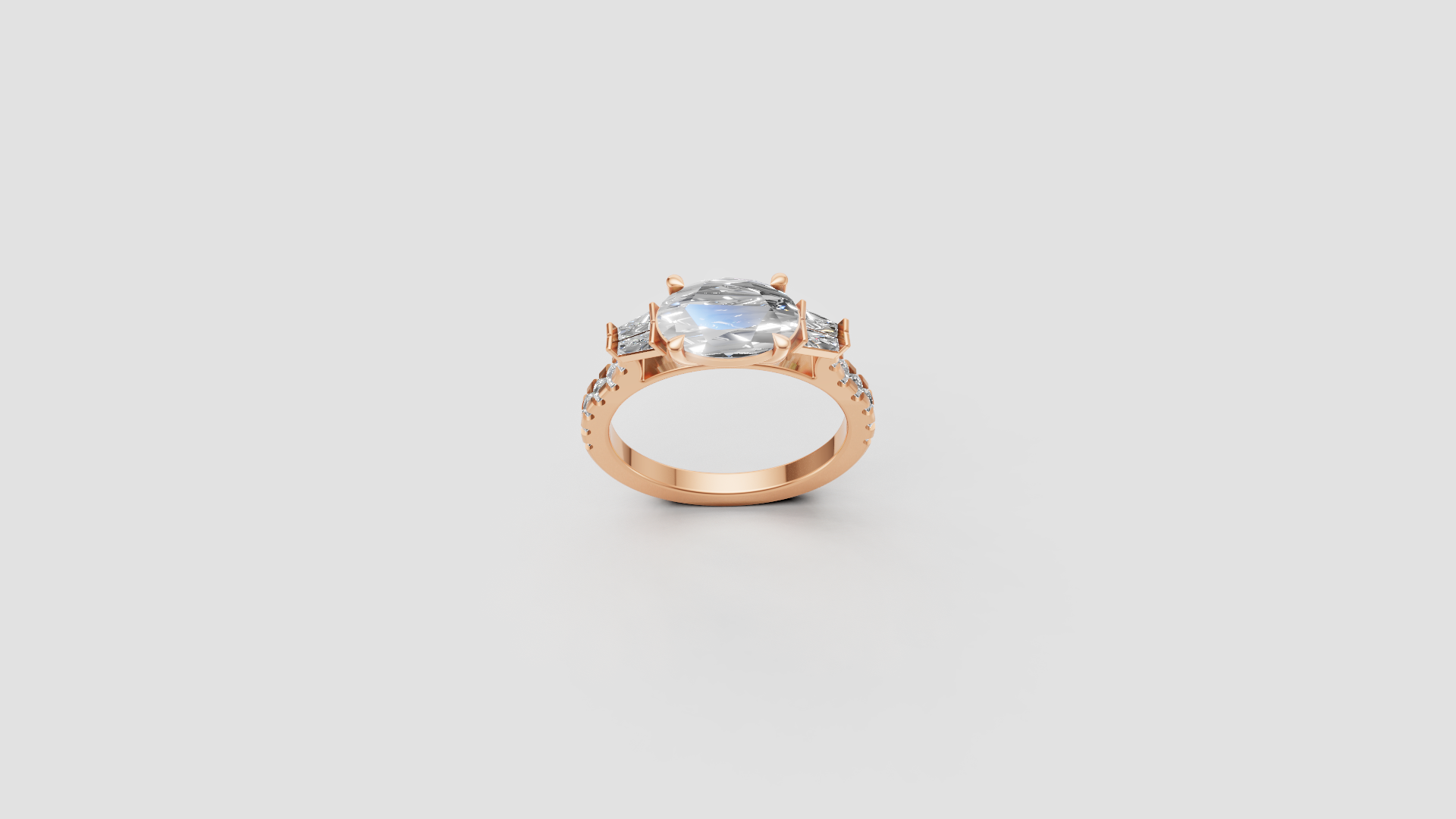 ✨ Marquise-Cut Solitaire with Side Accents | 14K Rose Gold Ring | DS IMPEX
