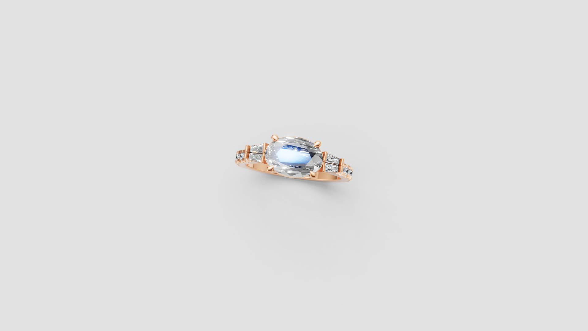 ✨ Marquise-Cut Solitaire with Side Accents | 14K Rose Gold Ring | DS IMPEX