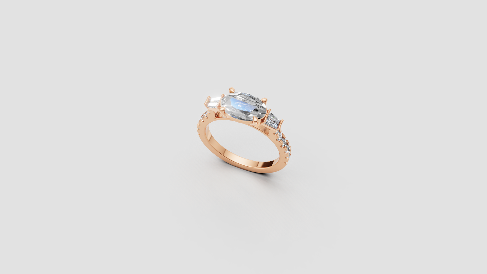 ✨ Marquise-Cut Solitaire with Side Accents | 14K Rose Gold Ring | DS IMPEX