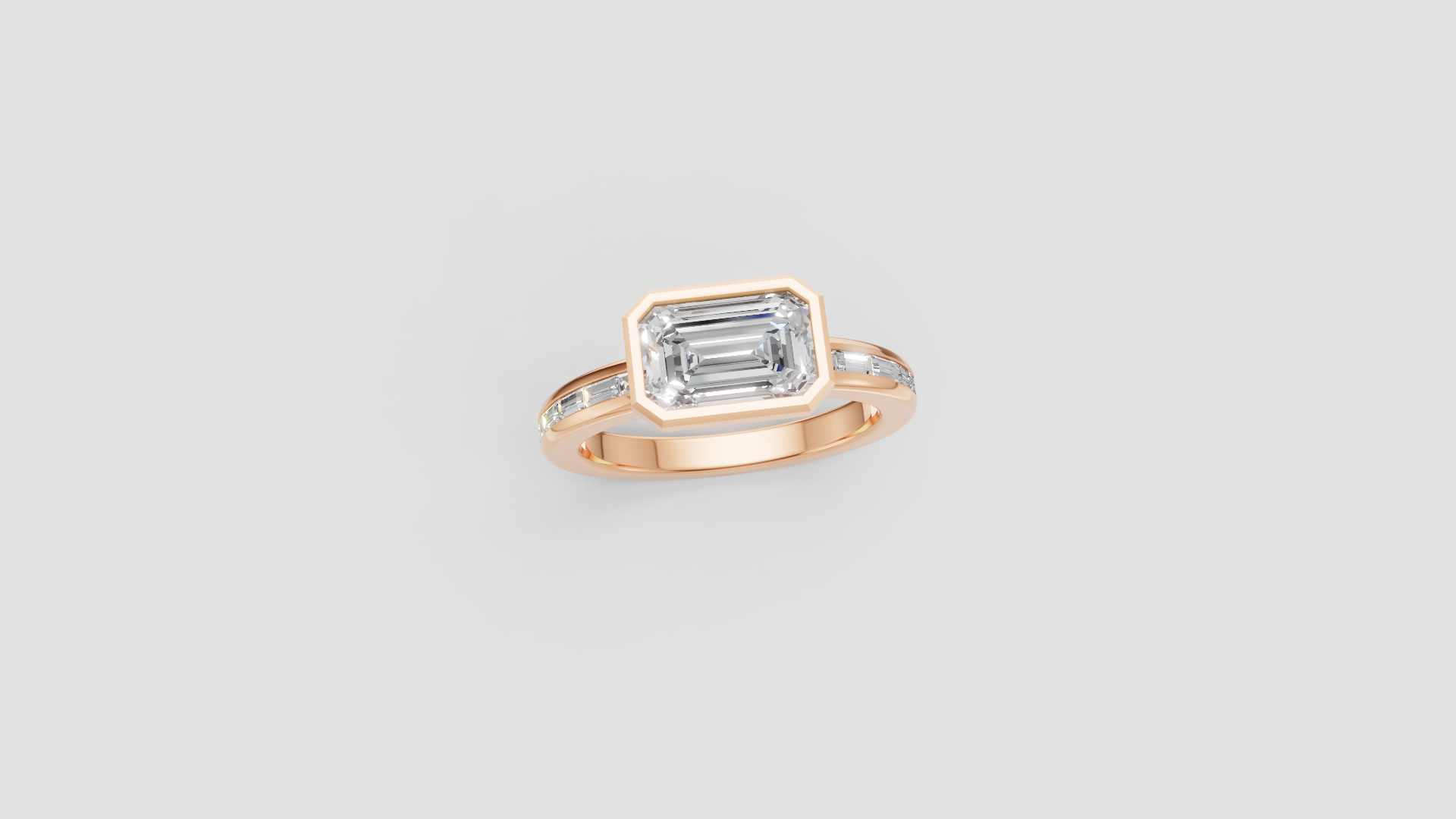 Rose Elegance – Emerald Cut Solitaire Diamond Ring | DS IMPEX Signature