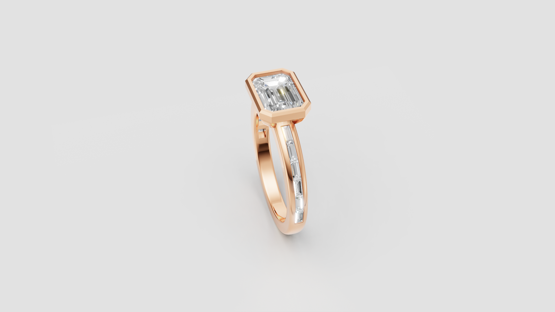 Rose Elegance – Emerald Cut Solitaire Diamond Ring | DS IMPEX Signature
