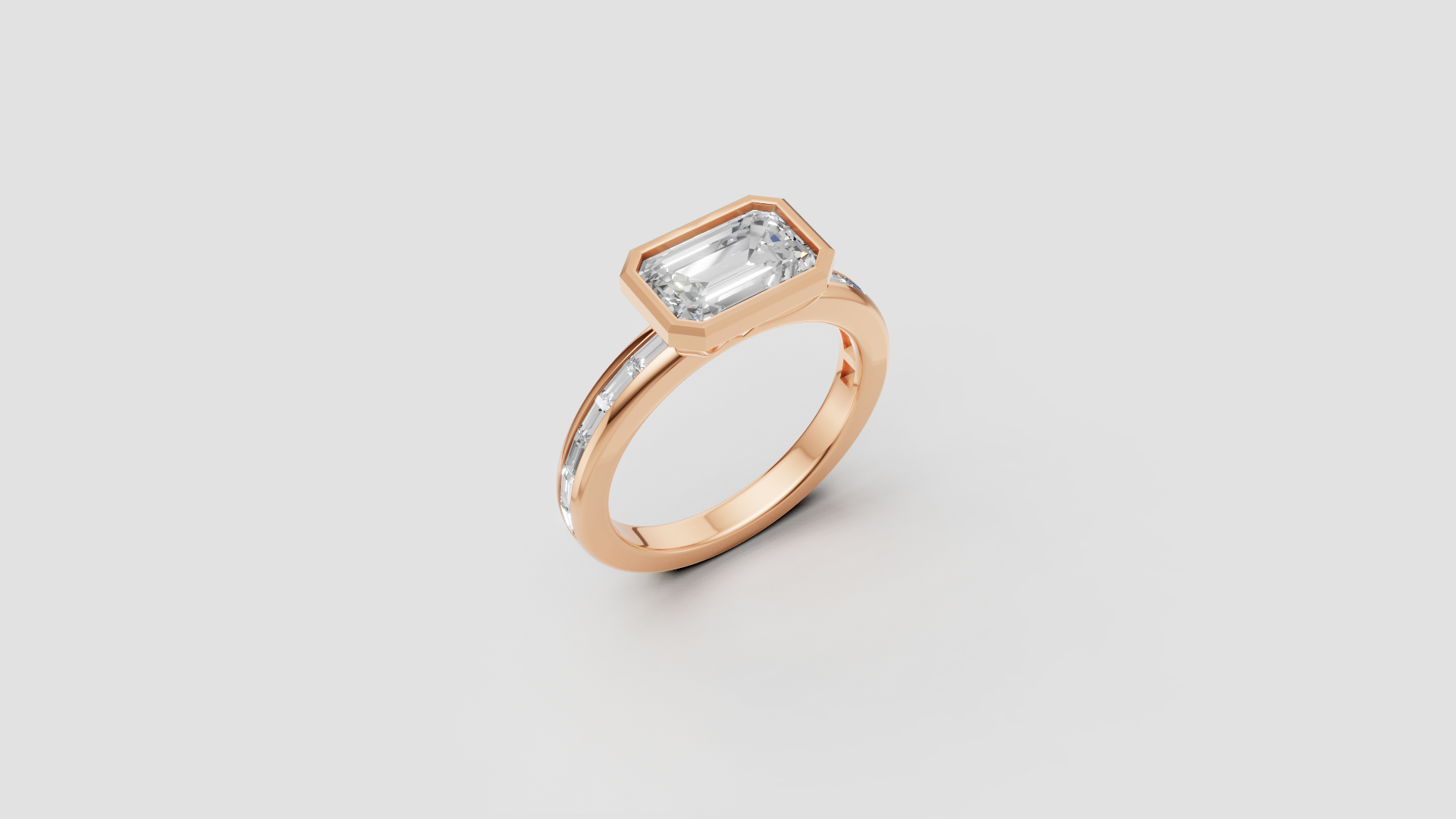 Rose Elegance – Emerald Cut Solitaire Diamond Ring | DS IMPEX Signature
