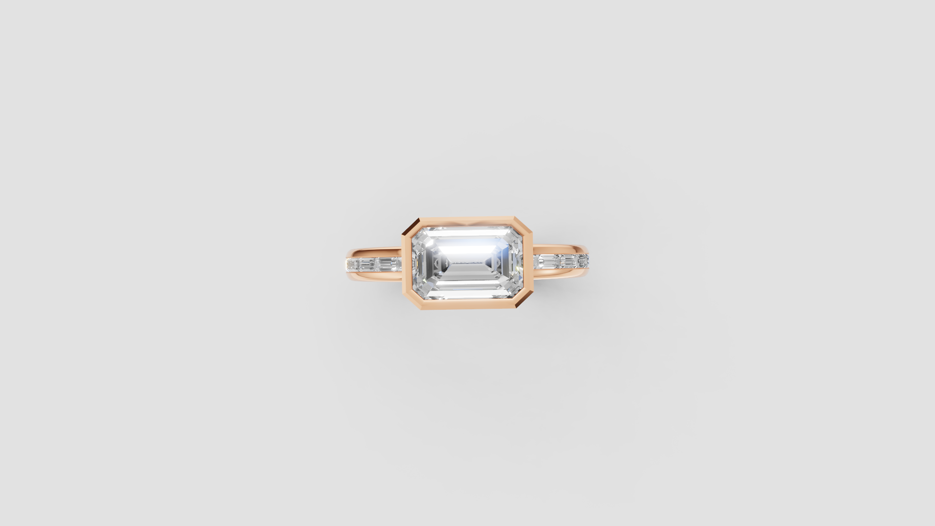 Rose Elegance – Emerald Cut Solitaire Diamond Ring | DS IMPEX Signature