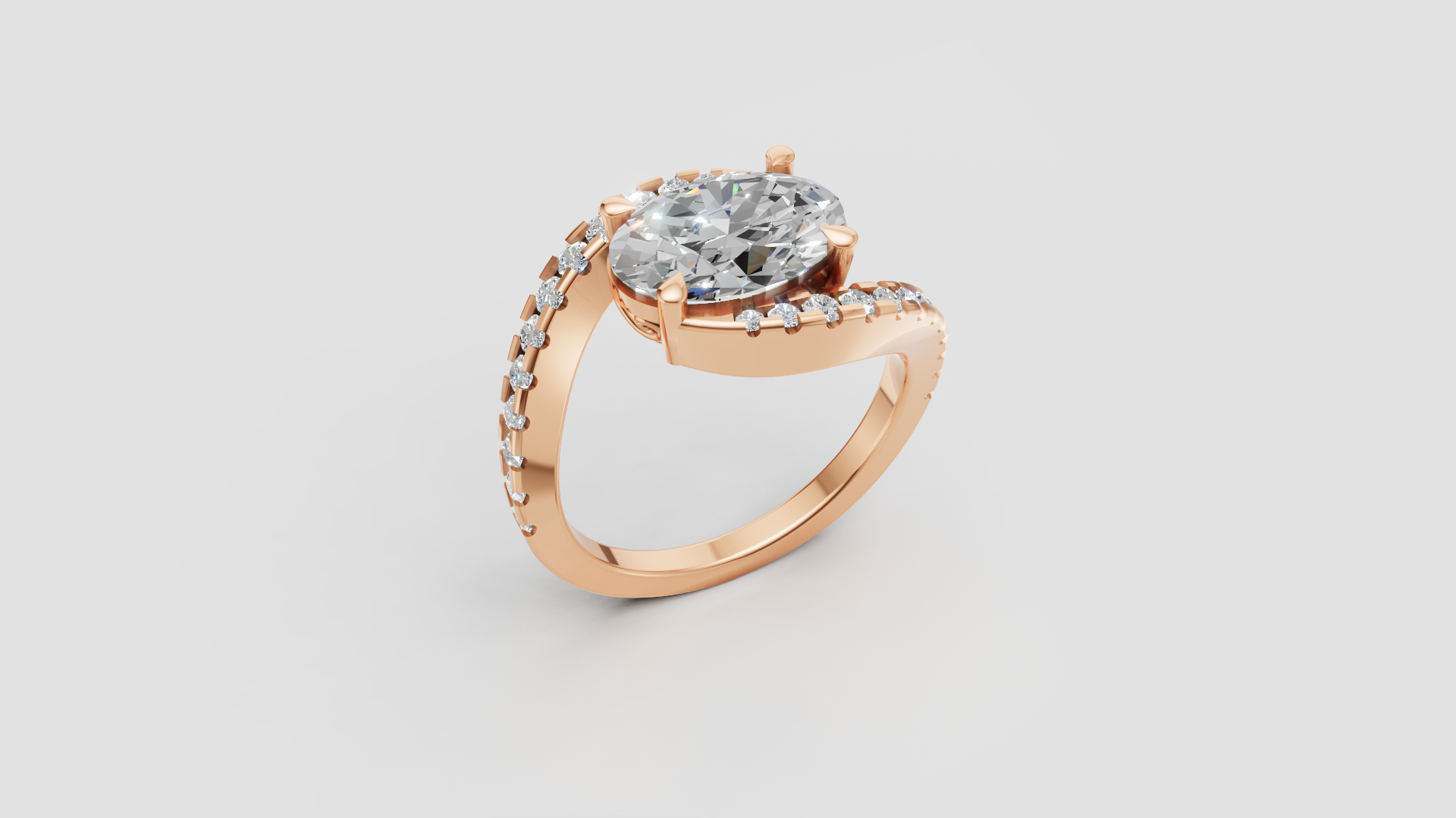 Eternal Embrace – Oval Cut Bypass Diamond Ring | DS IMPEX Signature