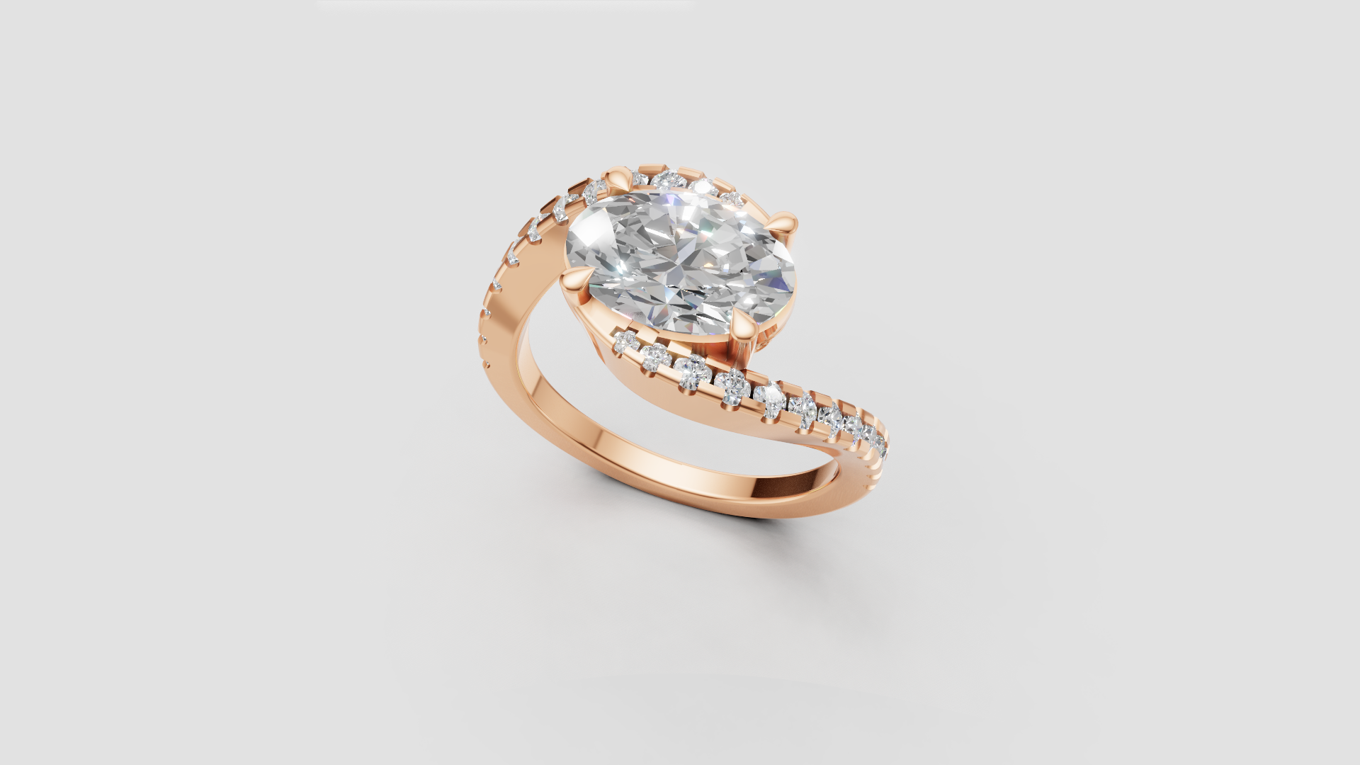 Eternal Embrace – Oval Cut Bypass Diamond Ring | DS IMPEX Signature