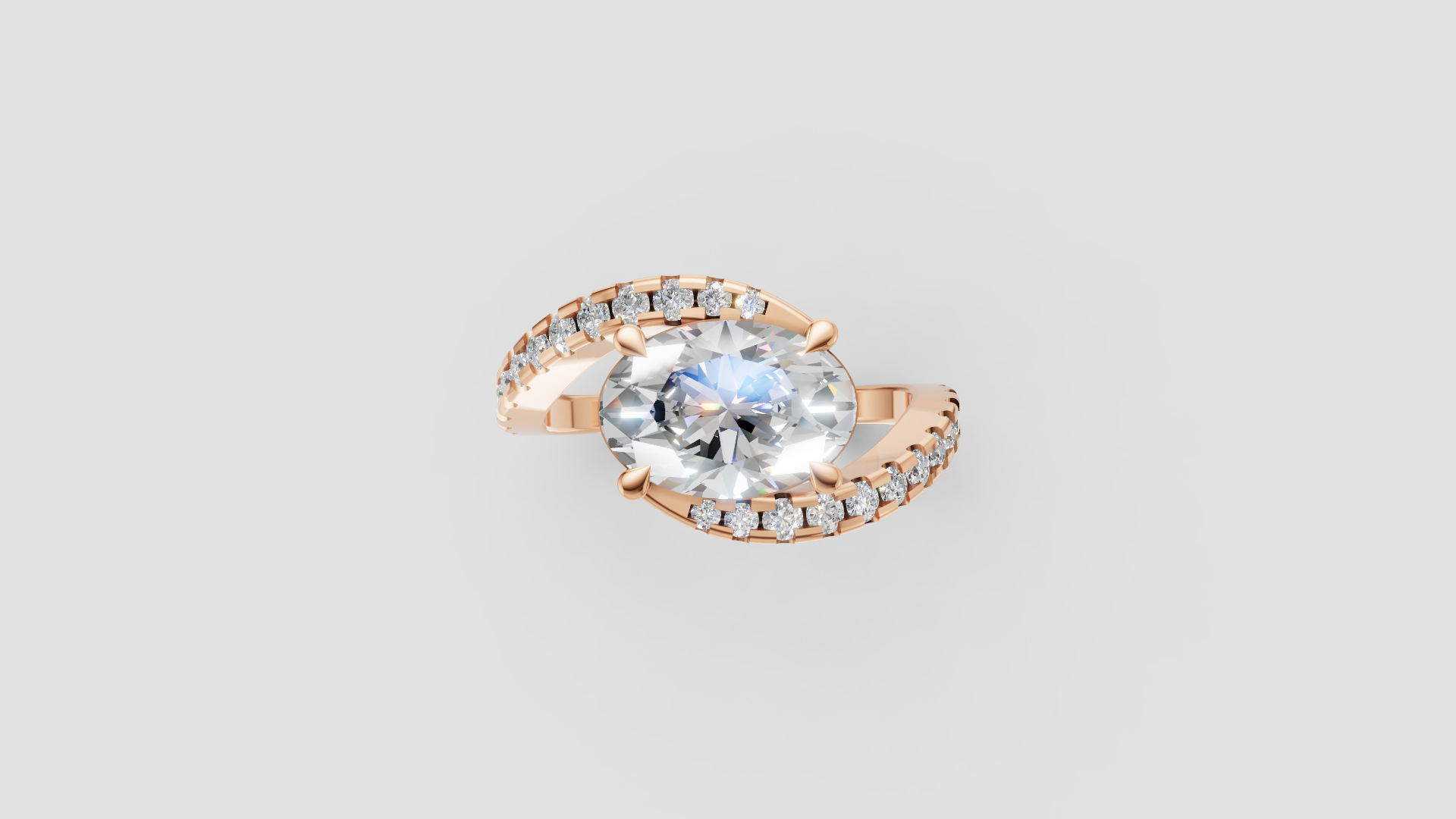 Eternal Embrace – Oval Cut Bypass Diamond Ring | DS IMPEX Signature