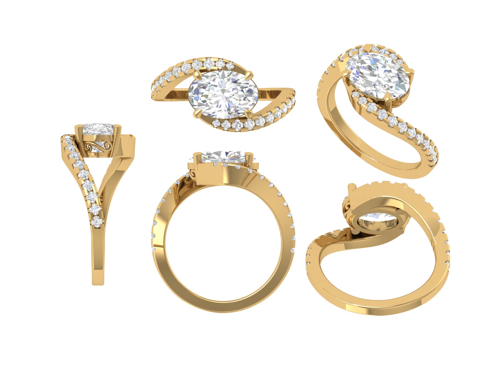Eternal Embrace – Oval Cut Bypass Diamond Ring | DS IMPEX Signature