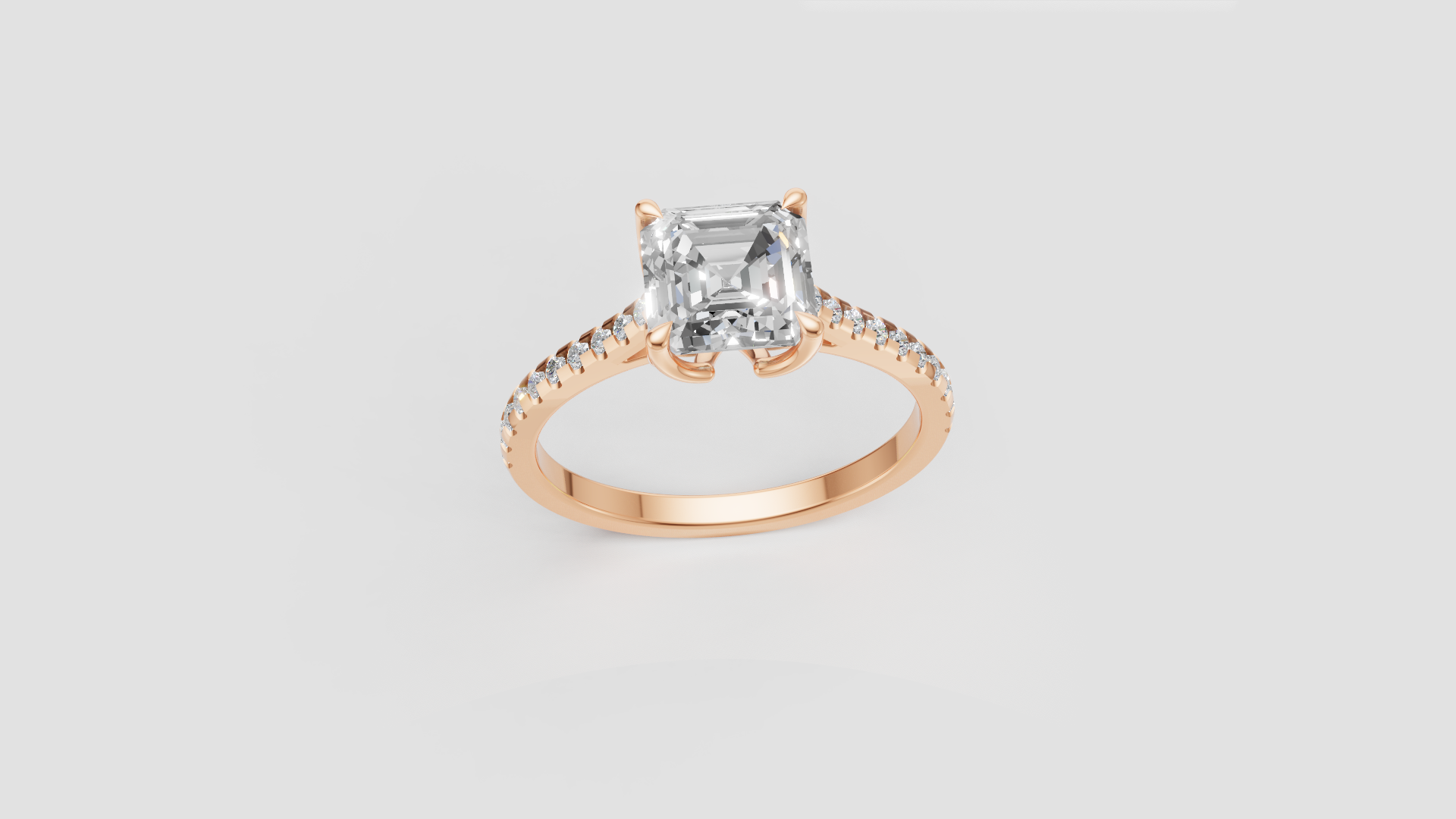 Timeless Radiance – Asscher Cut Diamond Solitaire Ring | 14K Rose Gold | 1.80 ct