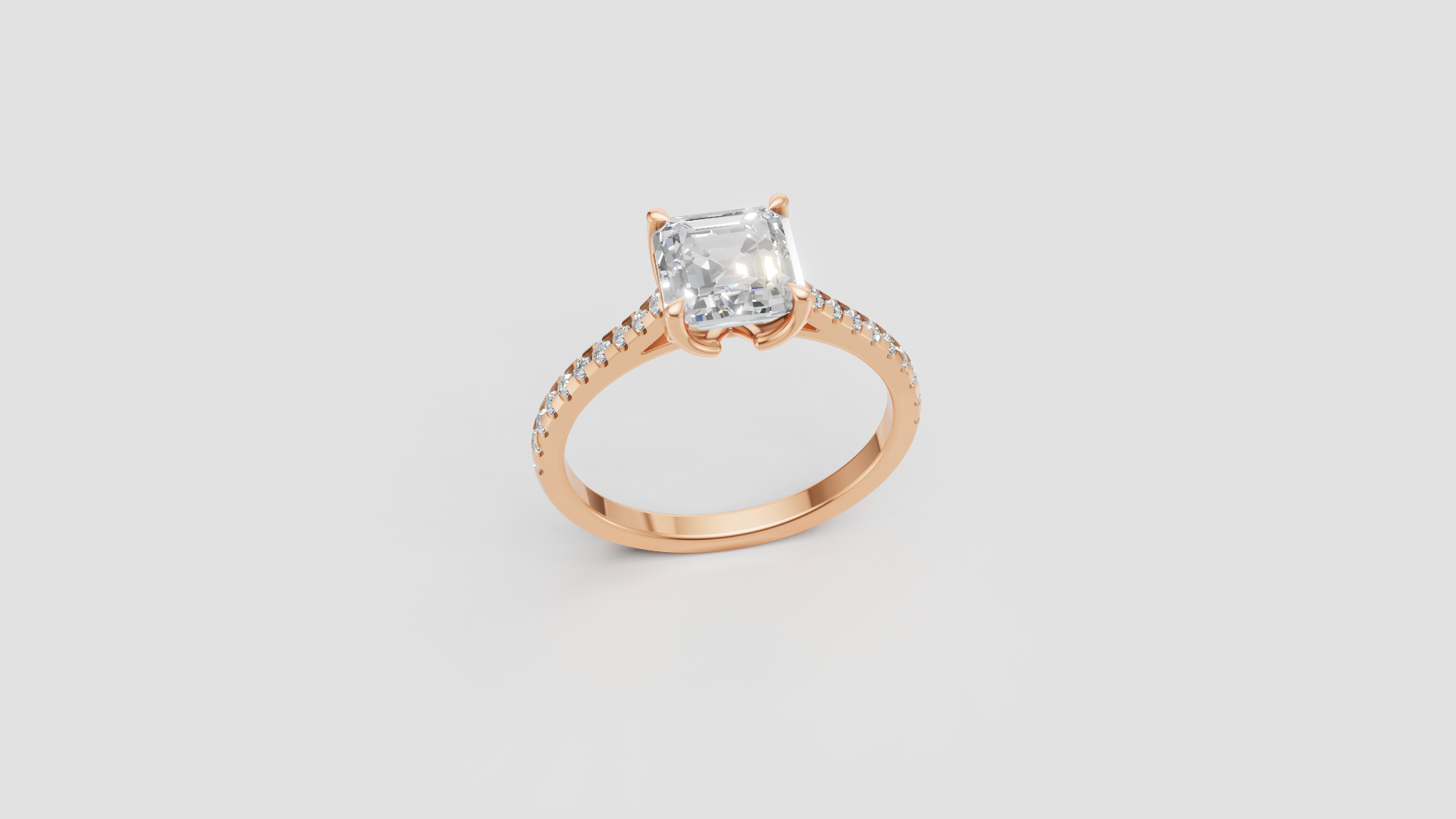 Timeless Radiance – Asscher Cut Diamond Solitaire Ring | 14K Rose Gold | 1.80 ct