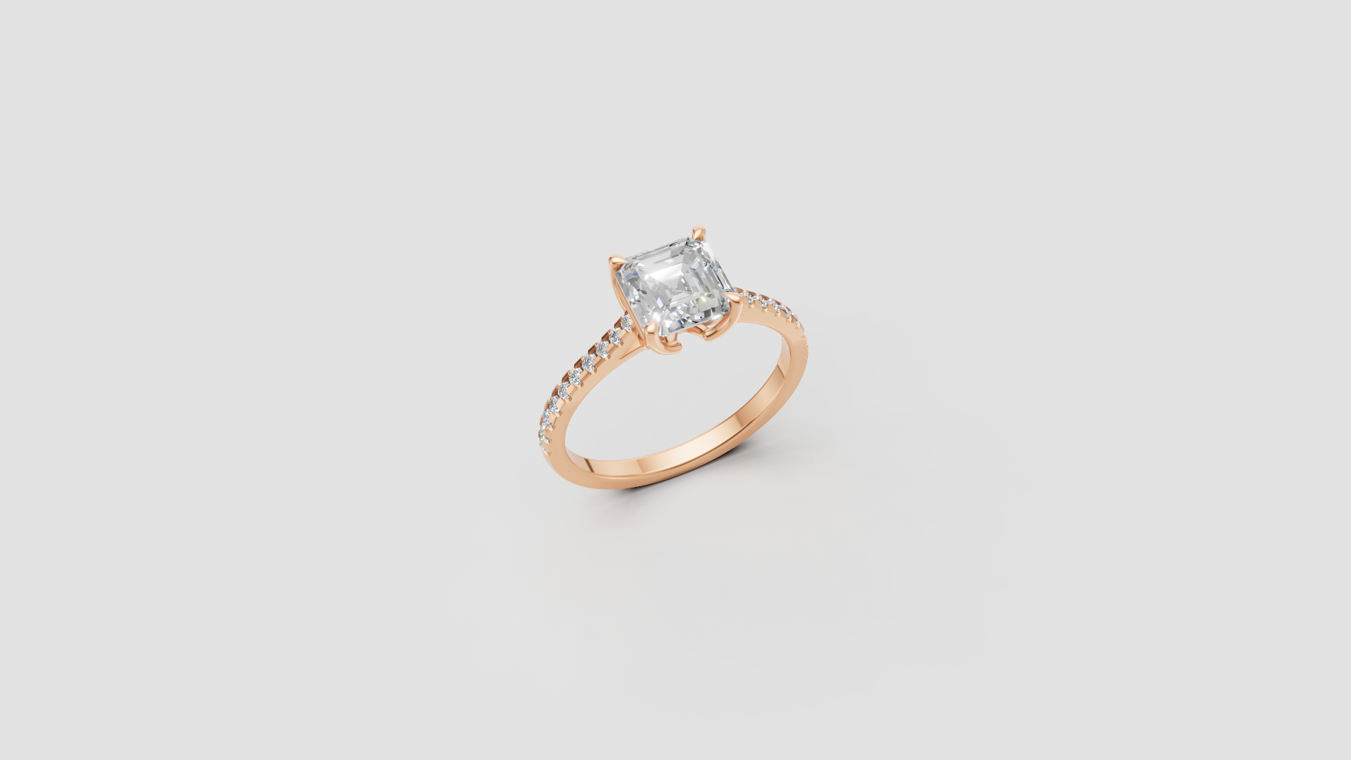 Timeless Radiance – Asscher Cut Diamond Solitaire Ring | 14K Rose Gold | 1.80 ct