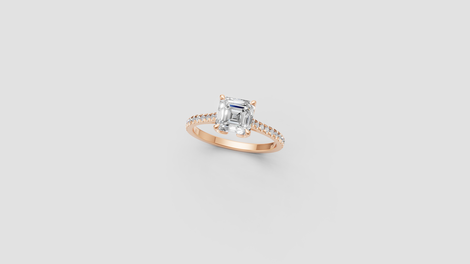Timeless Radiance – Asscher Cut Diamond Solitaire Ring | 14K Rose Gold | 1.80 ct