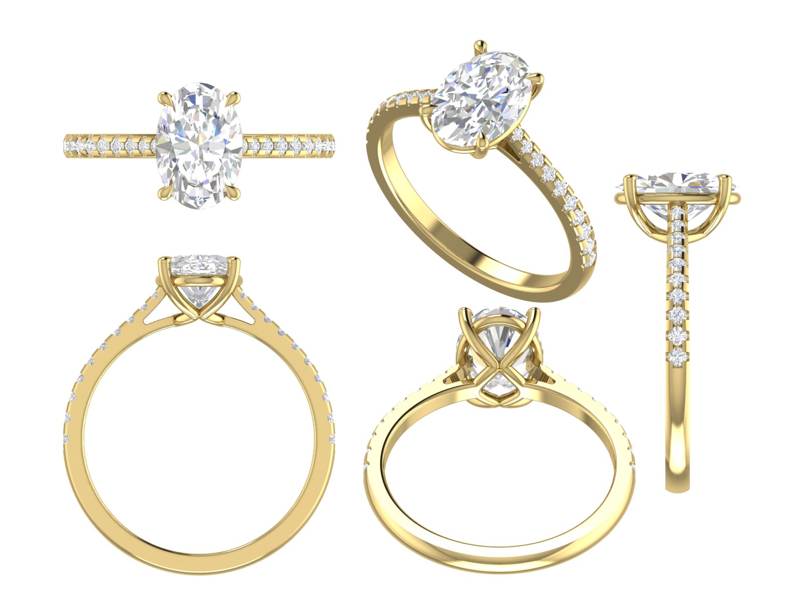 Radiant Oval – Cut Diamond Solitaire Ring | 14K Rose Gold | Pave Band