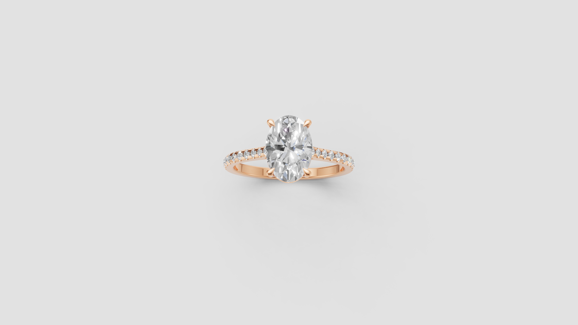 Radiant Oval – Cut Diamond Solitaire Ring | 14K Rose Gold | Pave Band