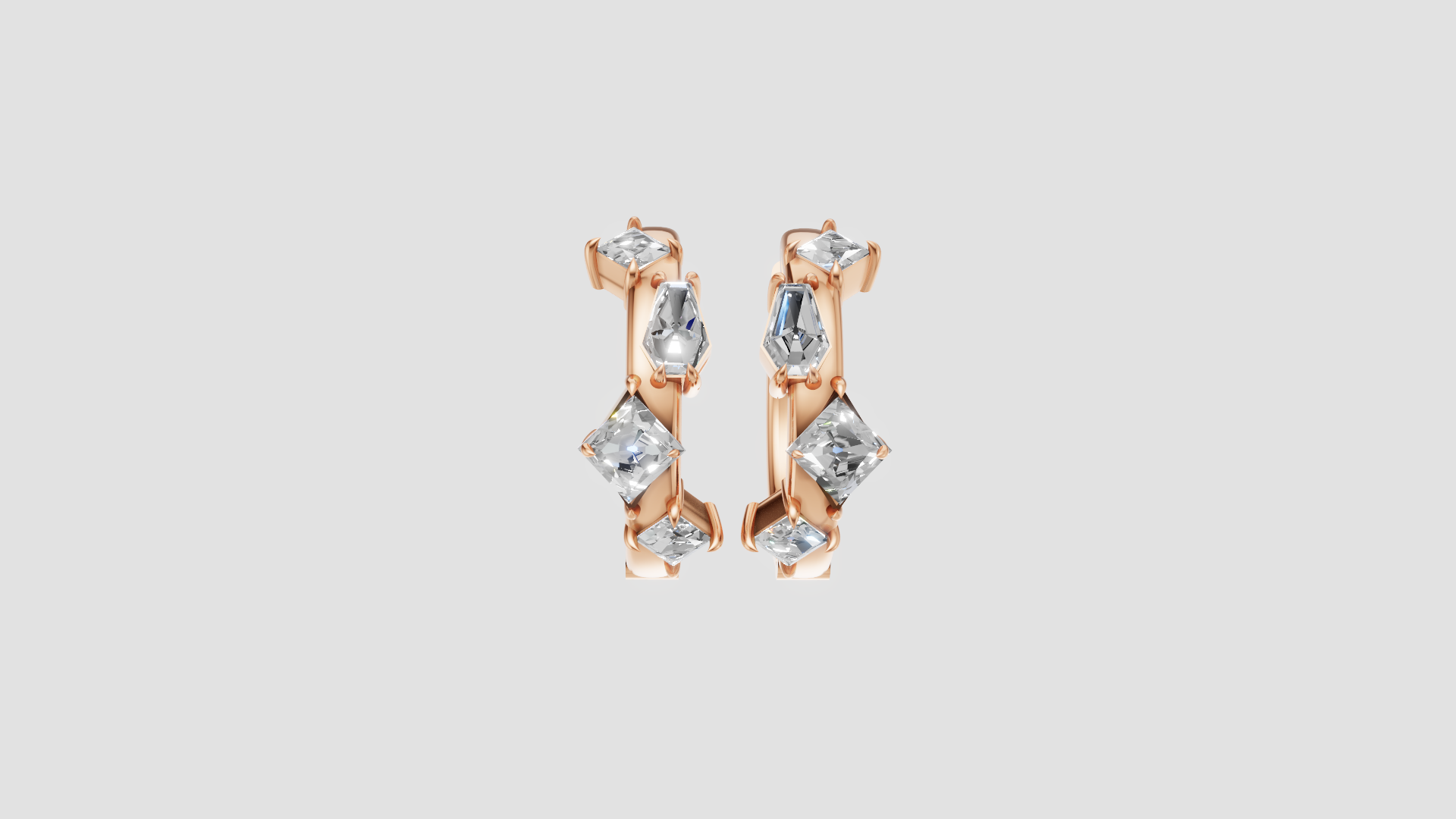 Geometric Diamond Hoop Earrings | 14K Gold | DS IMPEX