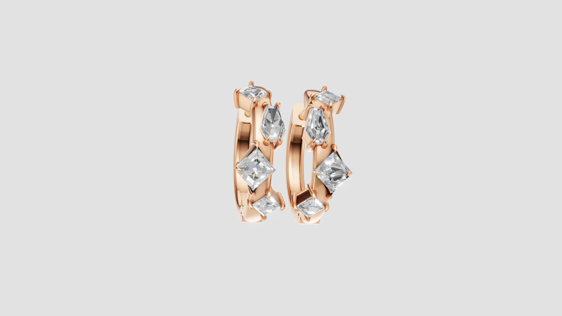 Geometric Diamond Hoop Earrings | 14K Gold | DS IMPEX