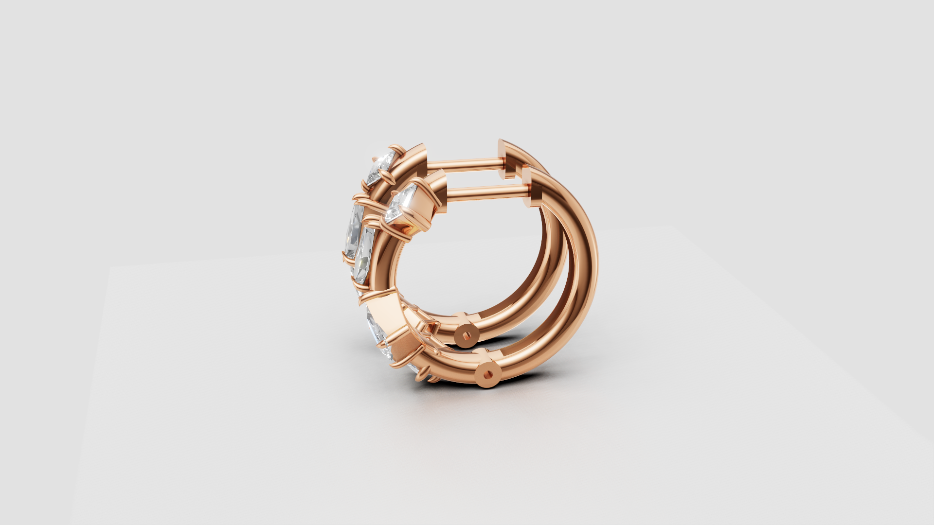 Geometric Diamond Hoop Earrings | 14K Gold | DS IMPEX