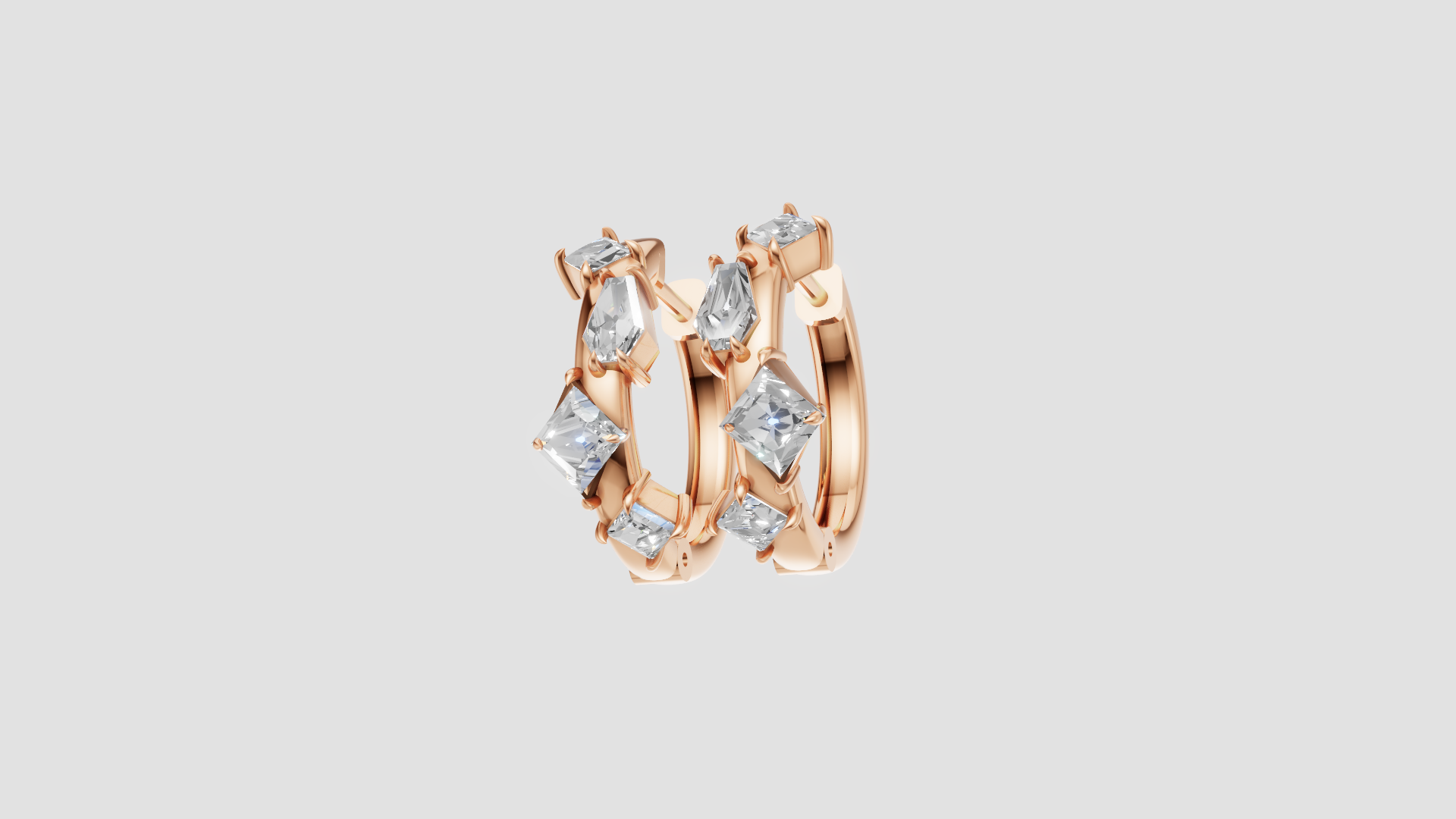 Geometric Diamond Hoop Earrings | 14K Gold | DS IMPEX