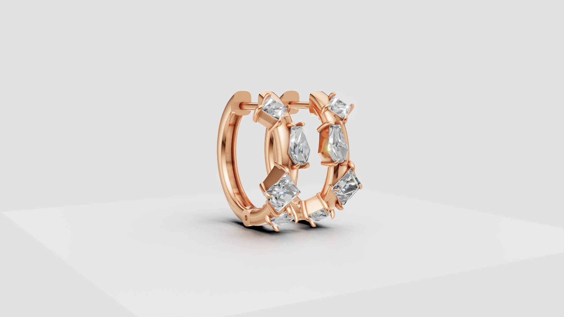 Geometric Diamond Hoop Earrings | 14K Gold | DS IMPEX