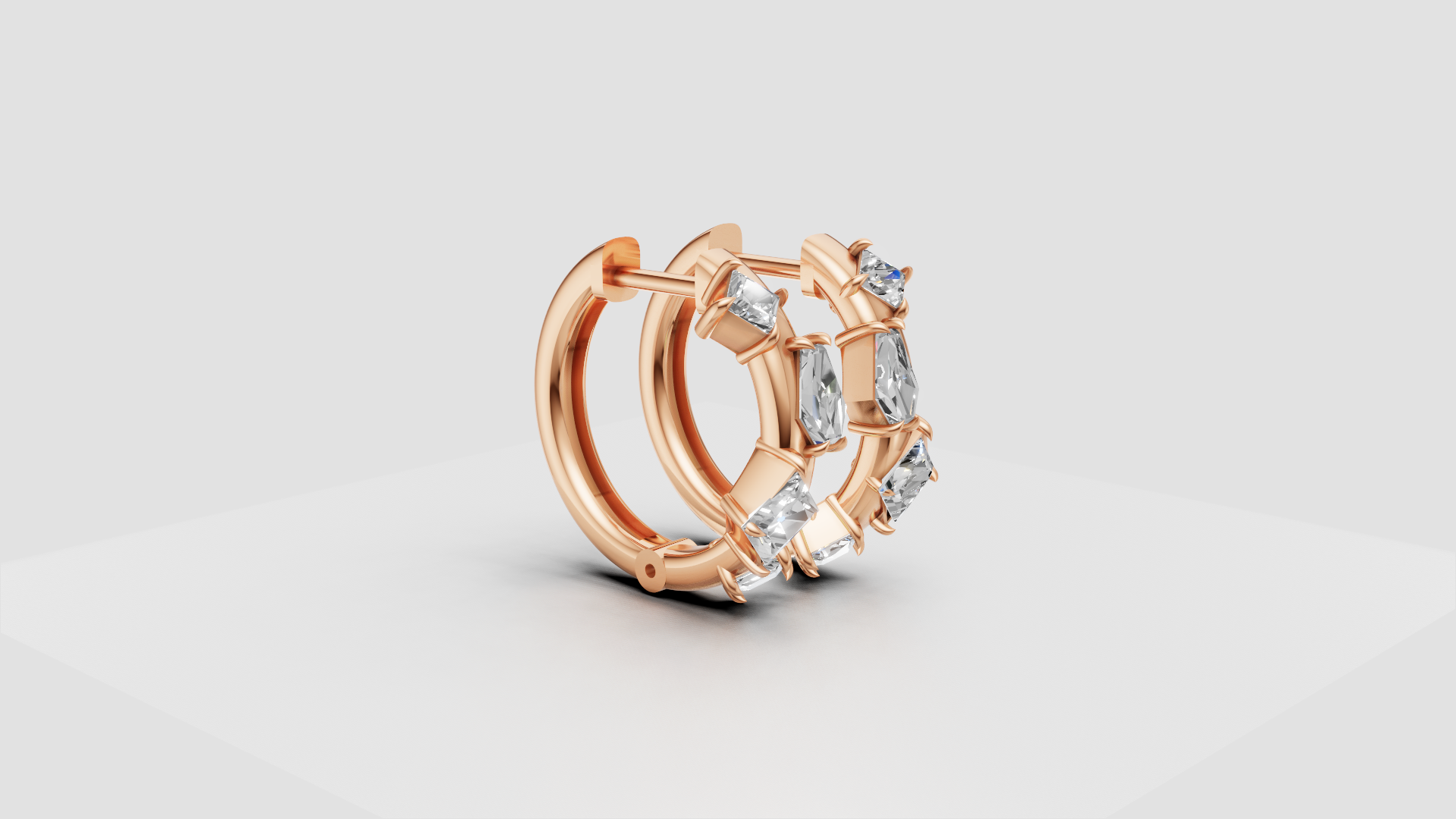 Geometric Diamond Hoop Earrings | 14K Gold | DS IMPEX