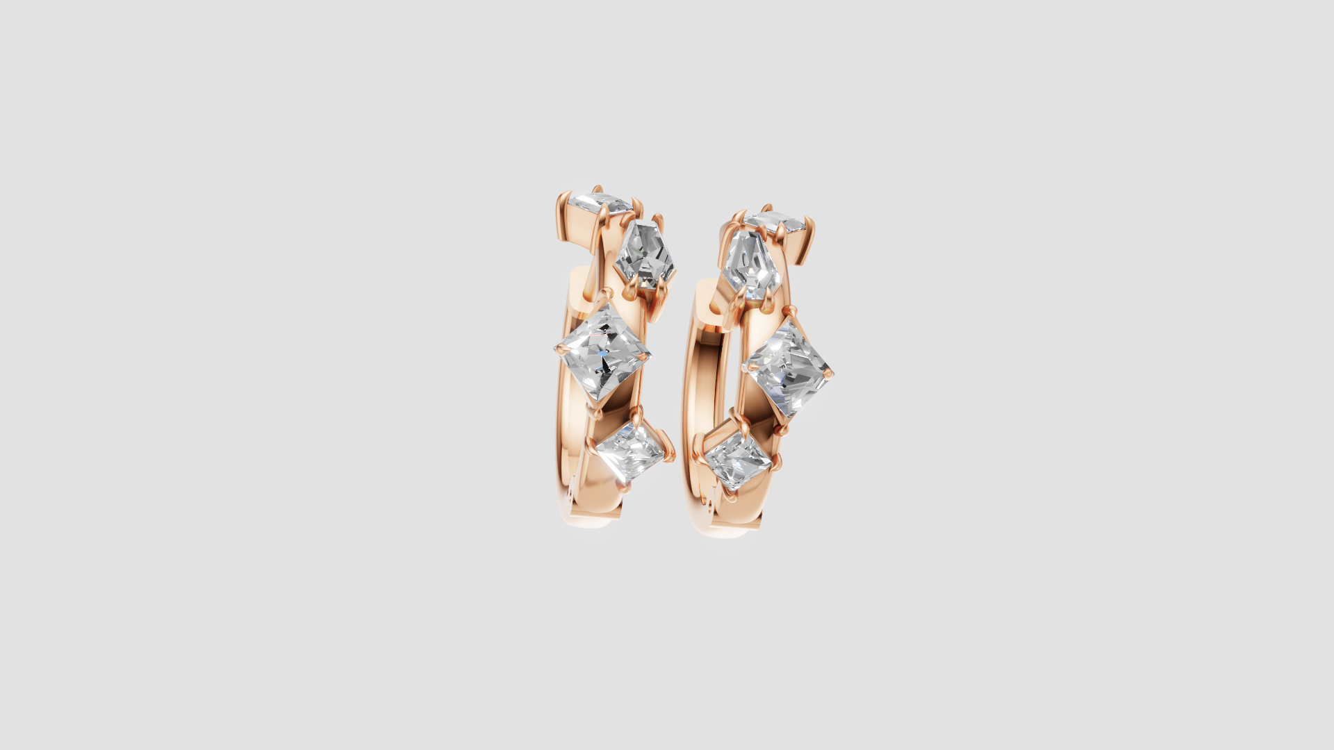 Geometric Diamond Hoop Earrings | 14K Gold | DS IMPEX