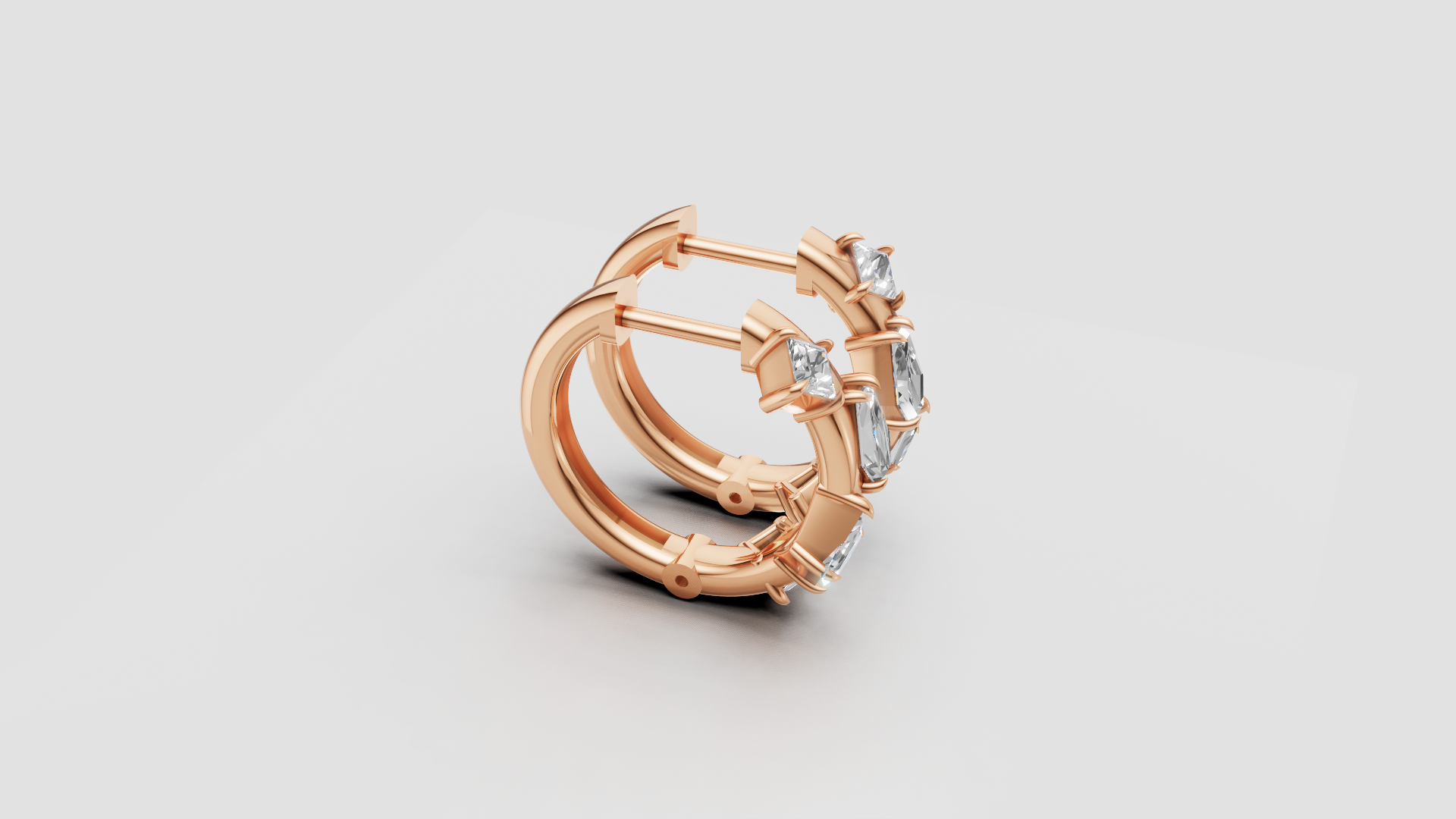 Geometric Diamond Hoop Earrings | 14K Gold | DS IMPEX