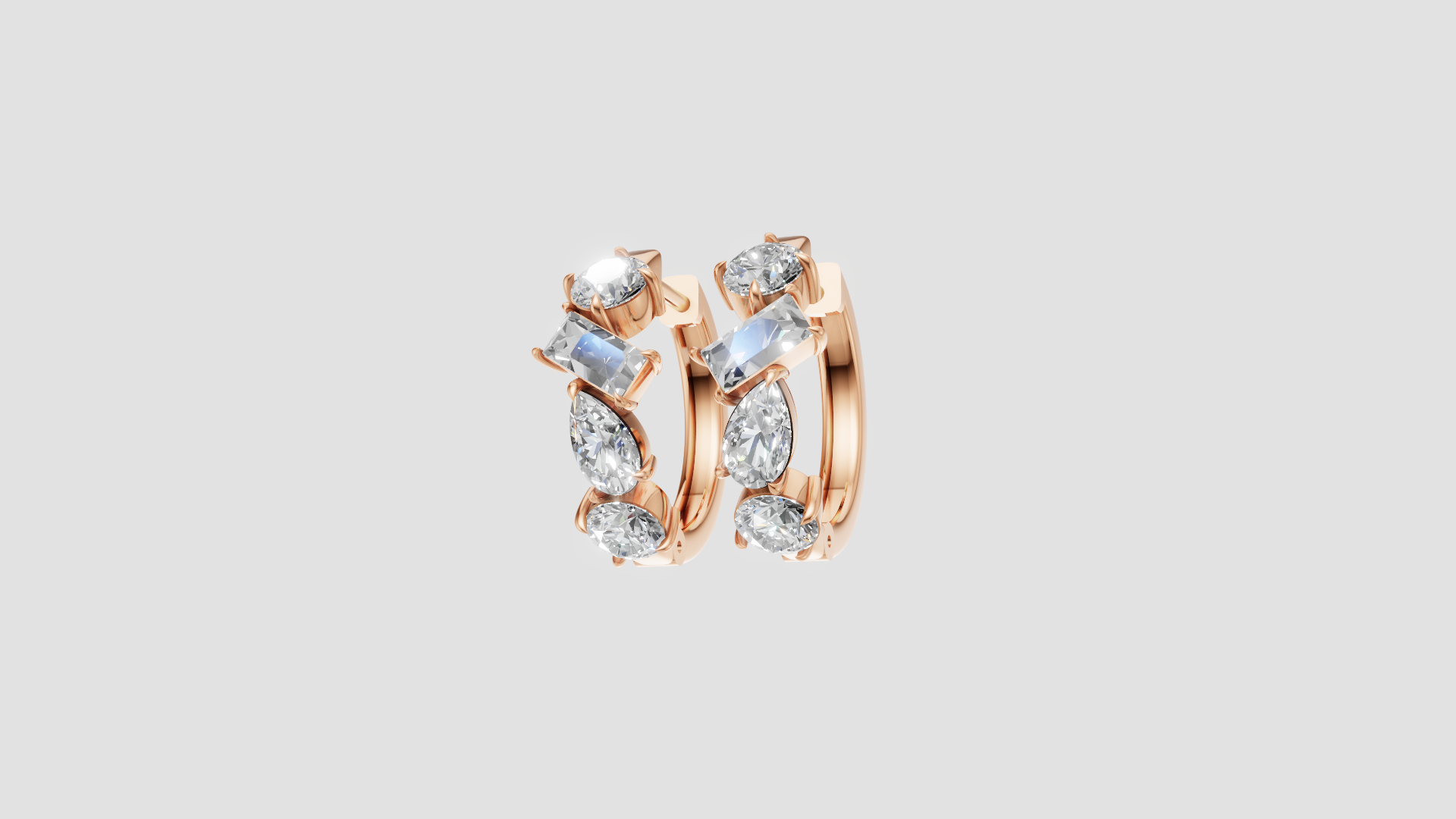 Mixed-Cut Diamond Hoop Earrings | 14K Gold | DS IMPEX
