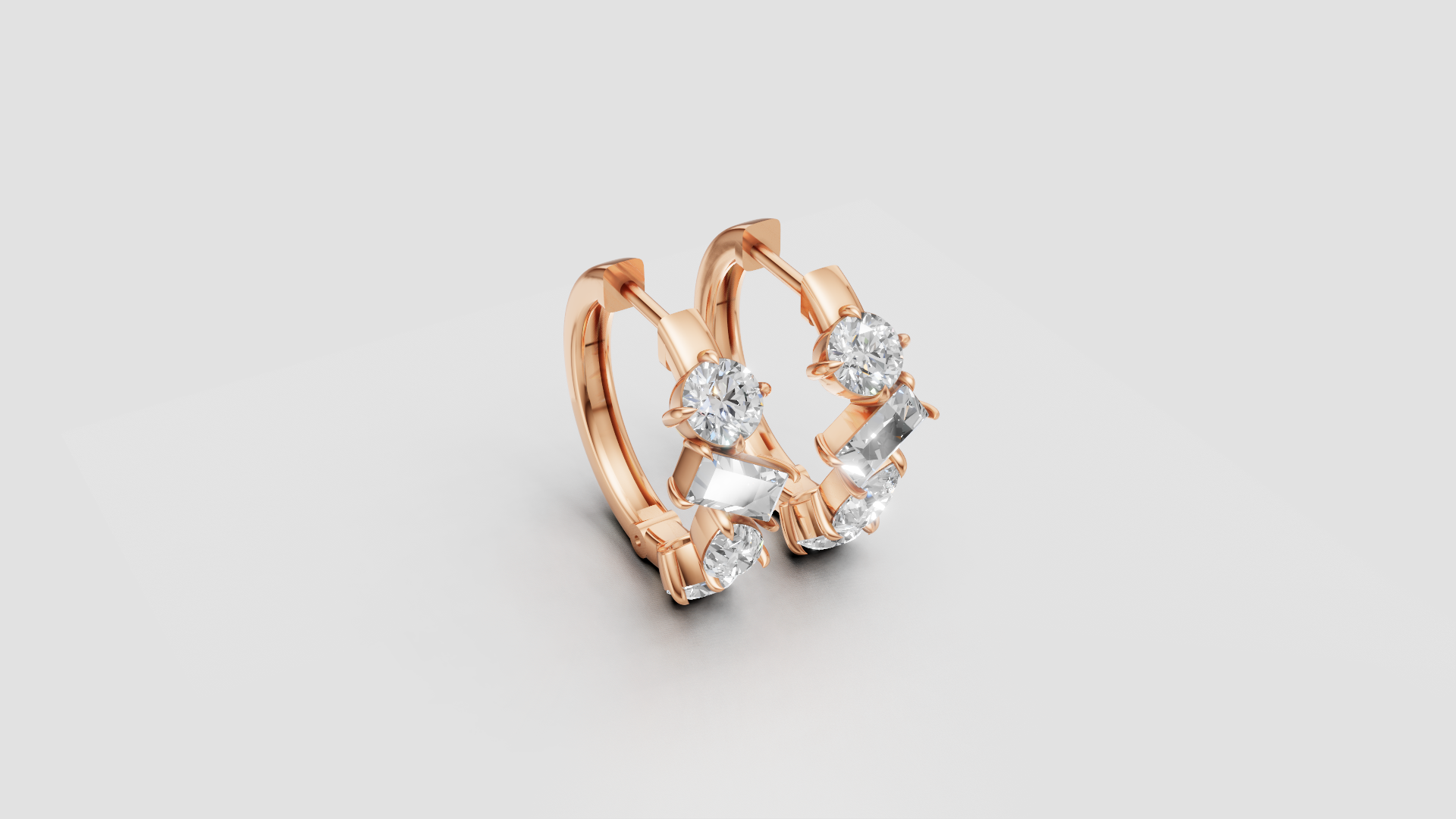 Mixed-Cut Diamond Hoop Earrings | 14K Gold | DS IMPEX
