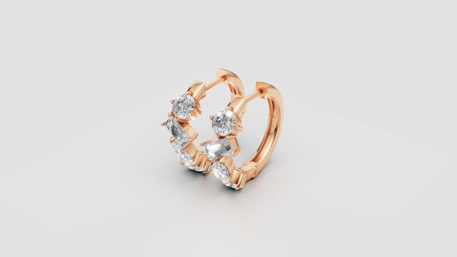 Mixed-Cut Diamond Hoop Earrings | 14K Gold | DS IMPEX