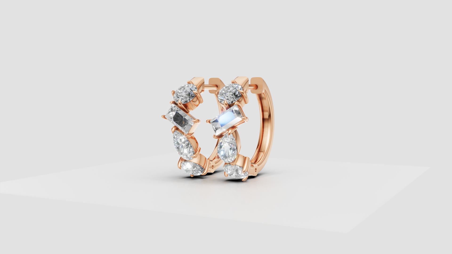 Mixed-Cut Diamond Hoop Earrings | 14K Gold | DS IMPEX