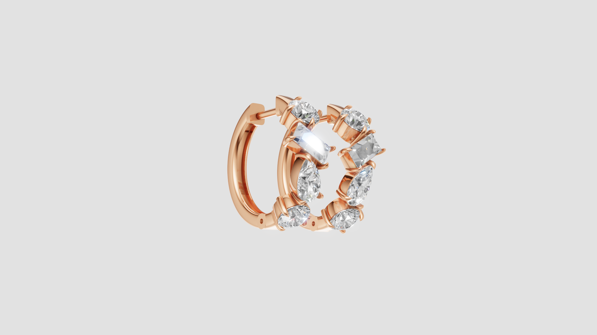 Mixed-Cut Diamond Hoop Earrings | 14K Gold | DS IMPEX