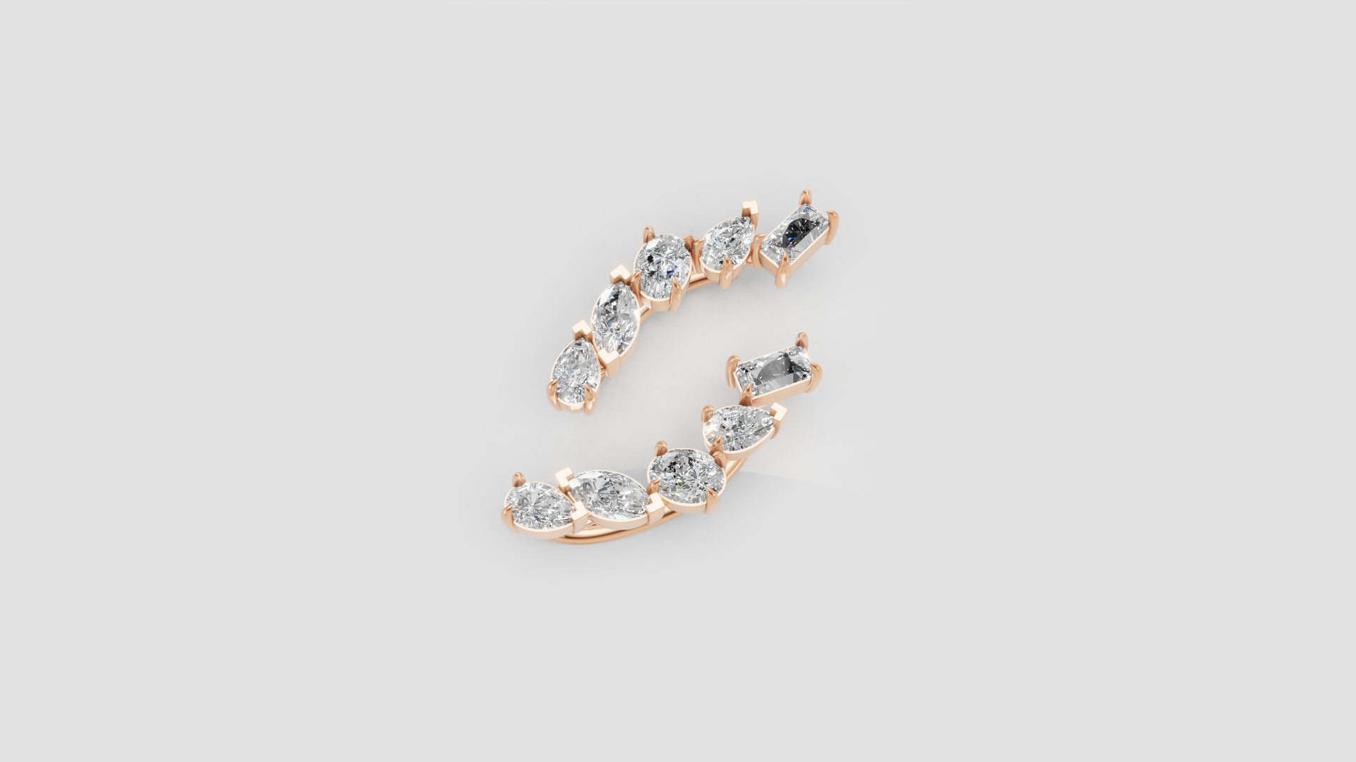Marquise & Pear Diamond Ear Climbers | 14K Gold | DS IMPEX