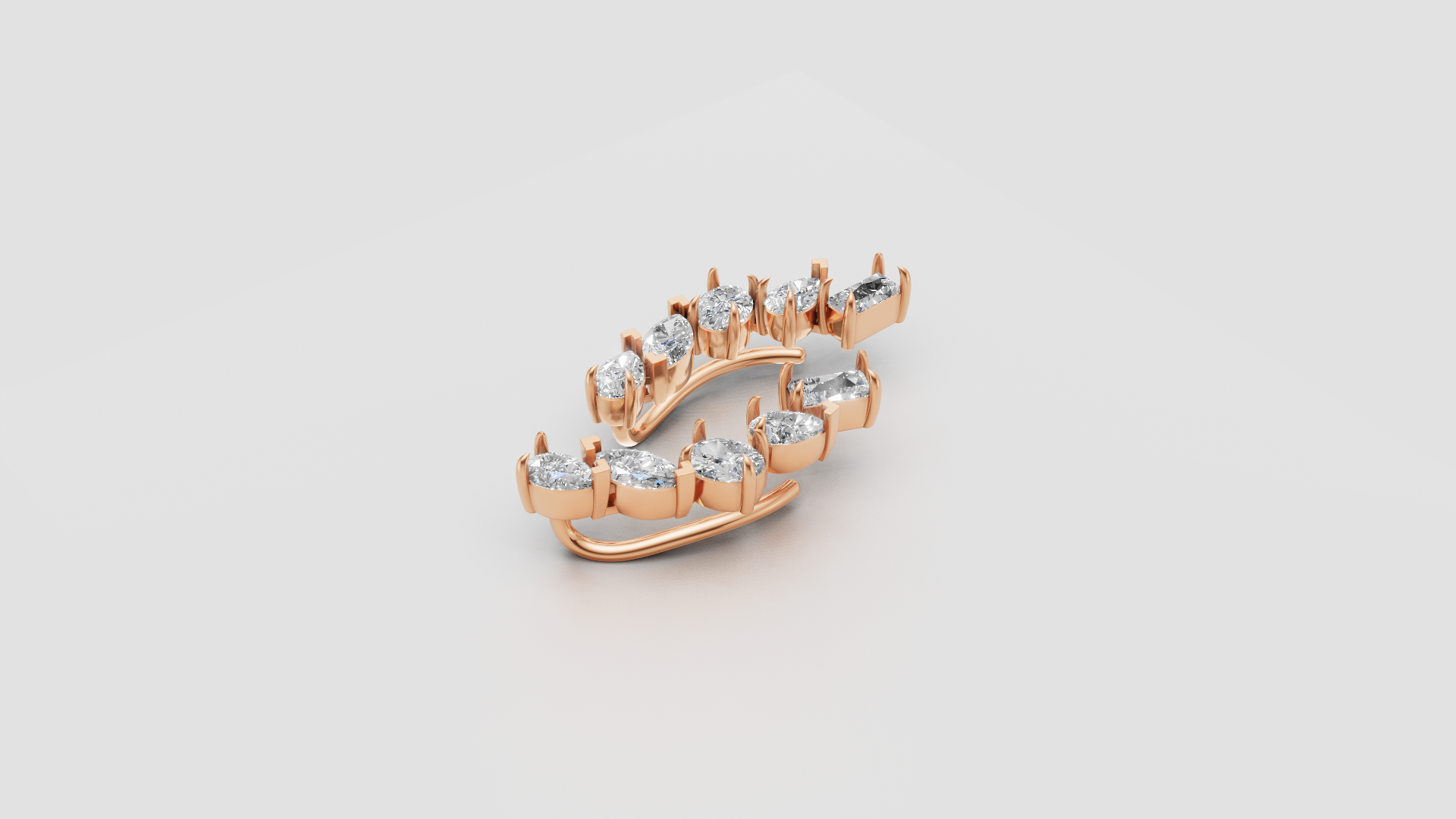 Marquise & Pear Diamond Ear Climbers | 14K Gold | DS IMPEX