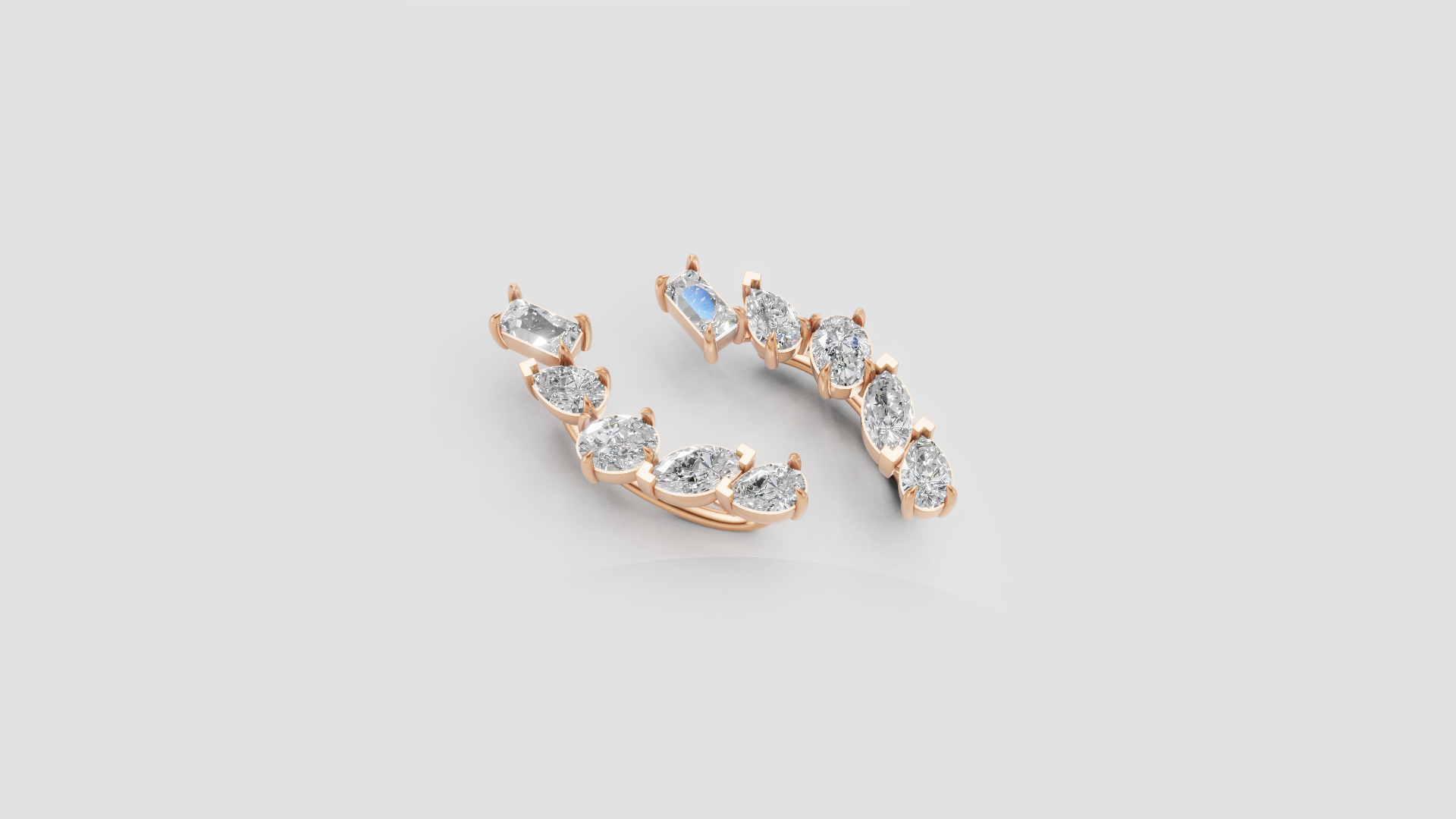 Marquise & Pear Diamond Ear Climbers | 14K Gold | DS IMPEX