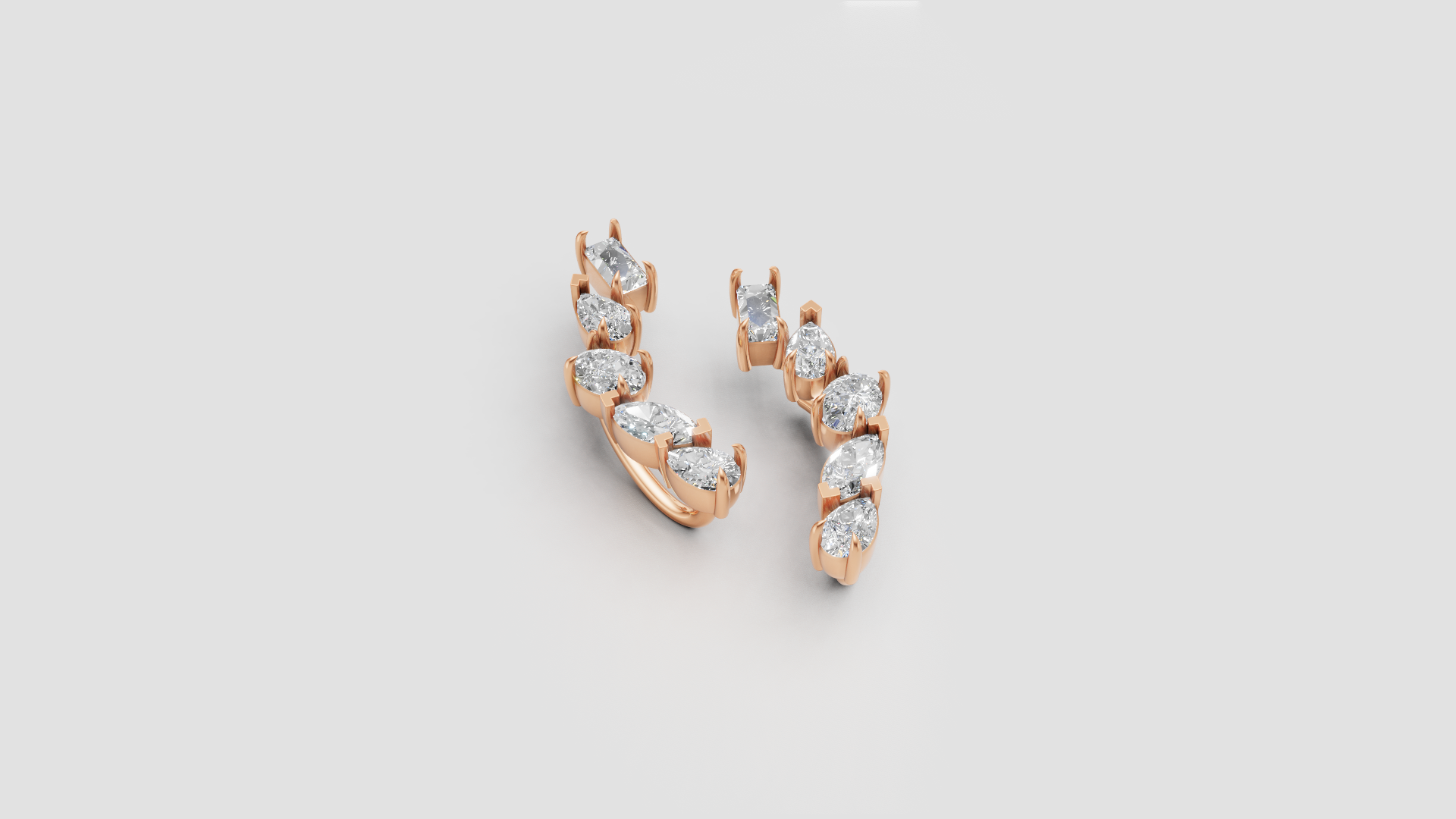 Marquise & Pear Diamond Ear Climbers | 14K Gold | DS IMPEX