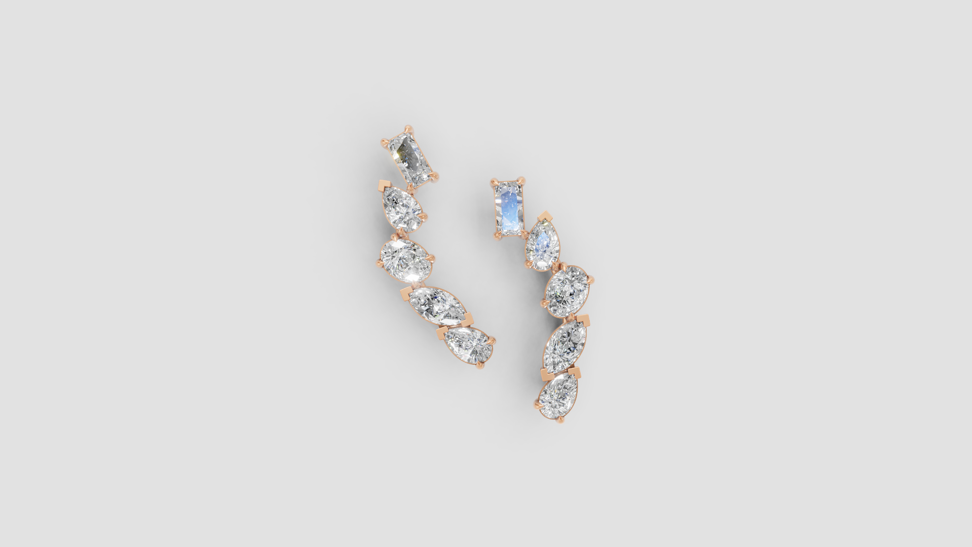 Marquise & Pear Diamond Ear Climbers | 14K Gold | DS IMPEX