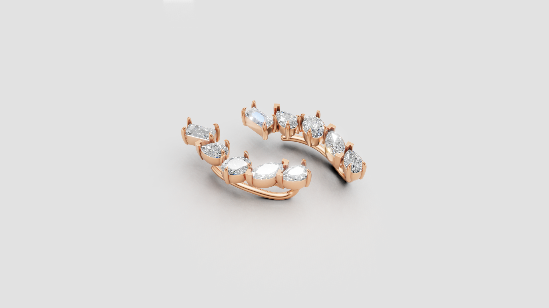Marquise & Pear Diamond Ear Climbers | 14K Gold | DS IMPEX