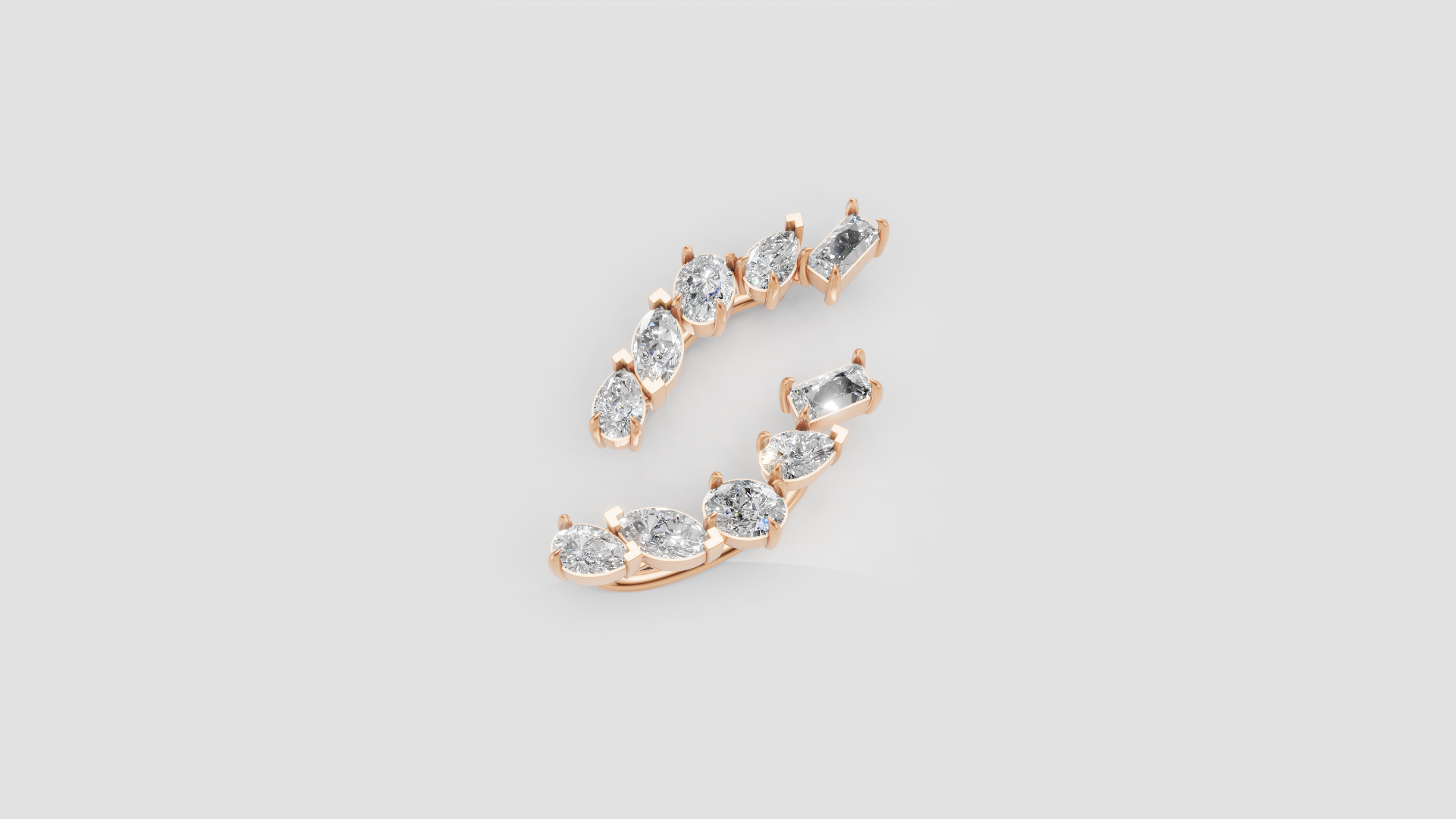 Marquise & Pear Diamond Ear Climbers | 14K Gold | DS IMPEX