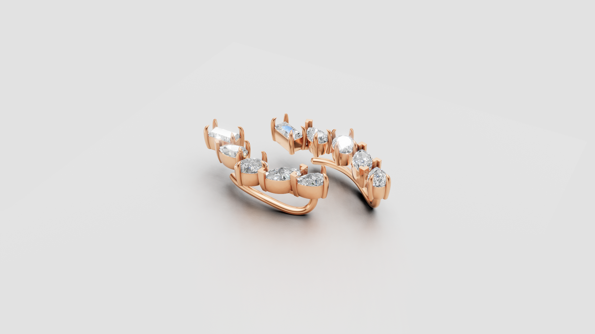 Marquise & Pear Diamond Ear Climbers | 14K Gold | DS IMPEX