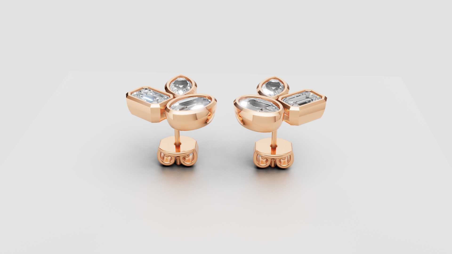 Geometric Diamond Cluster Studs | 14K Gold | DS IMPEX
