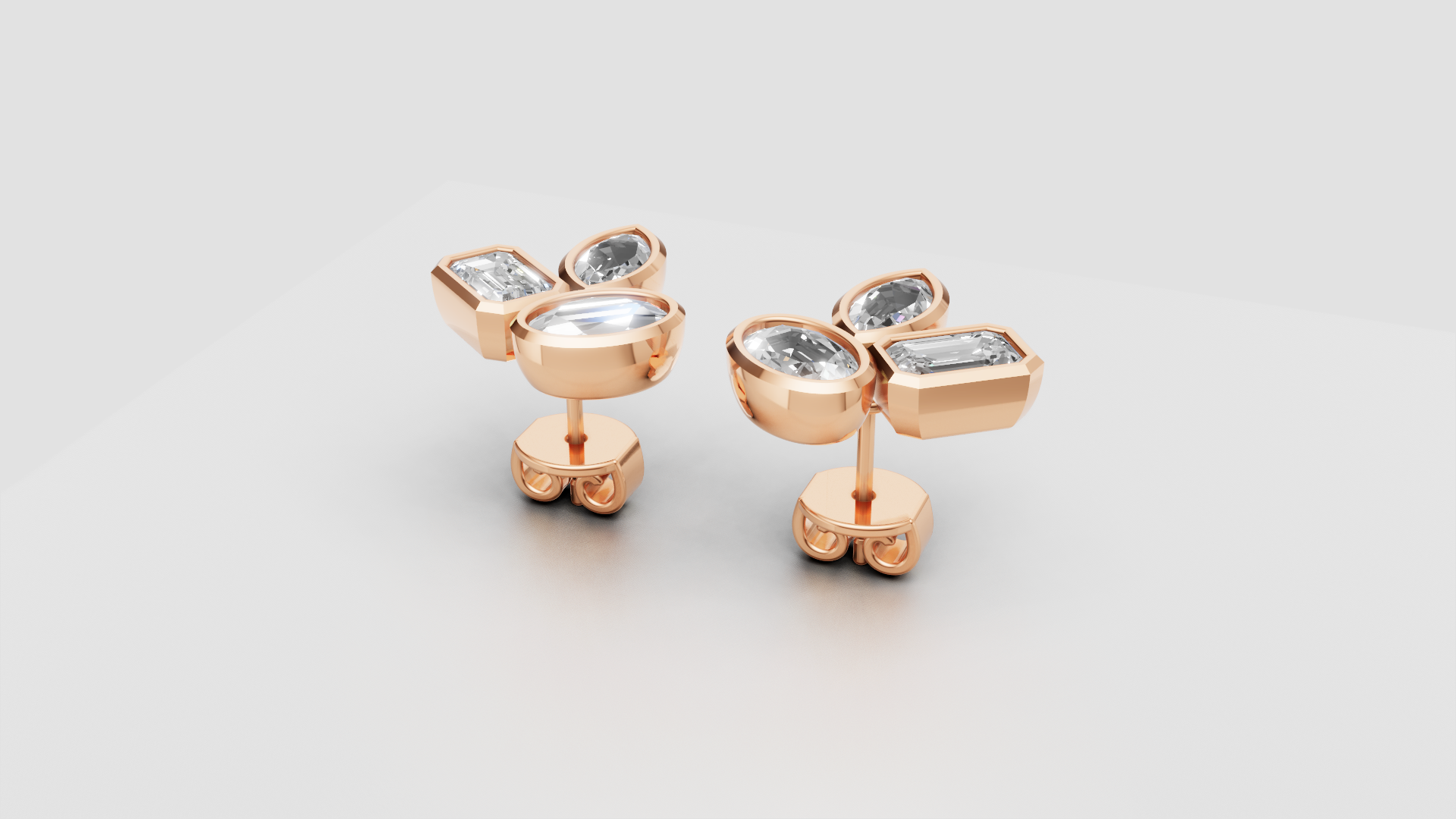 Geometric Diamond Cluster Studs | 14K Gold | DS IMPEX