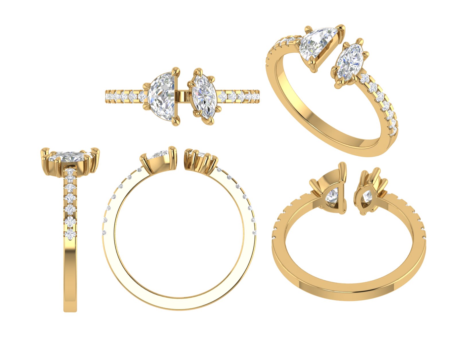 💎 Eternal Duo – Pear-Cut Open Diamond Ring | DS IMPEX Signature