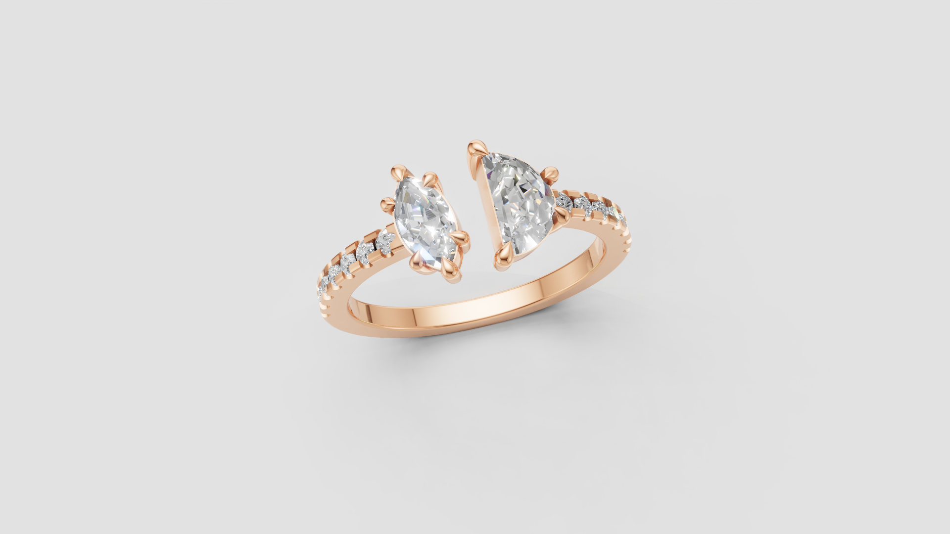 💎 Eternal Duo – Pear-Cut Open Diamond Ring | DS IMPEX Signature