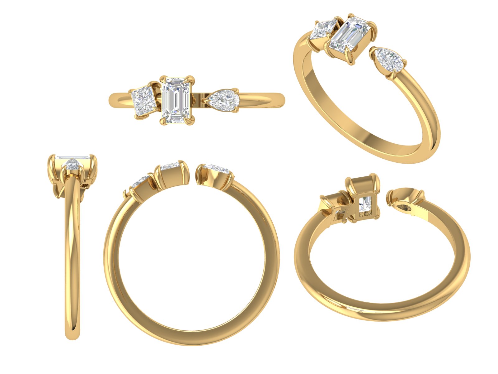 ✨ Trinity Spark – Emerald-Cut Three Stone Diamond Ring | DS IMPEX Signature