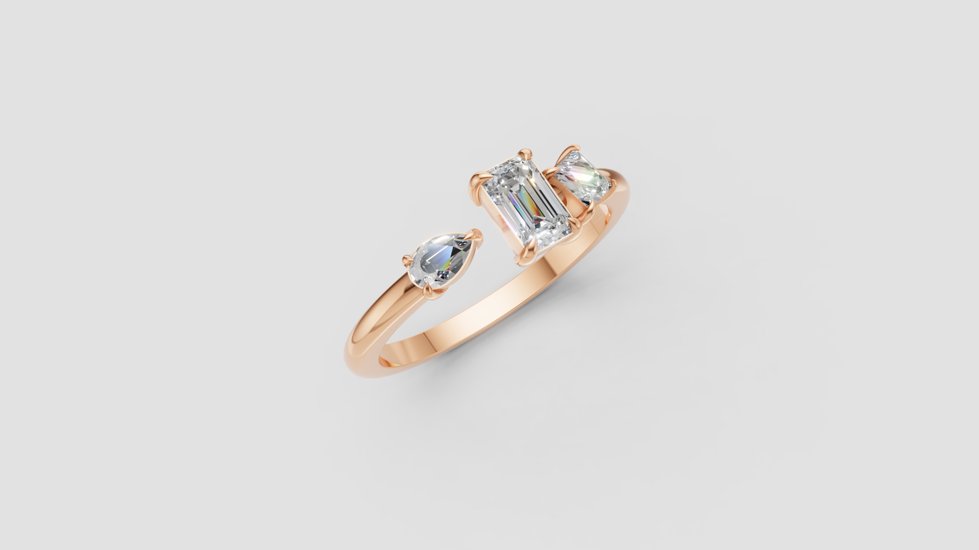 ✨ Trinity Spark – Emerald-Cut Three Stone Diamond Ring | DS IMPEX Signature